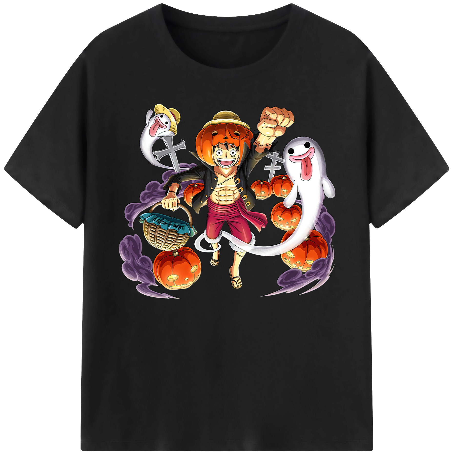 ワンピース モンキー・D・ルフィ ONE PIECE Monkey D. Luffy 綿100％ メンズ半袖Tシャツ｜肌触りやわらか＆通気性