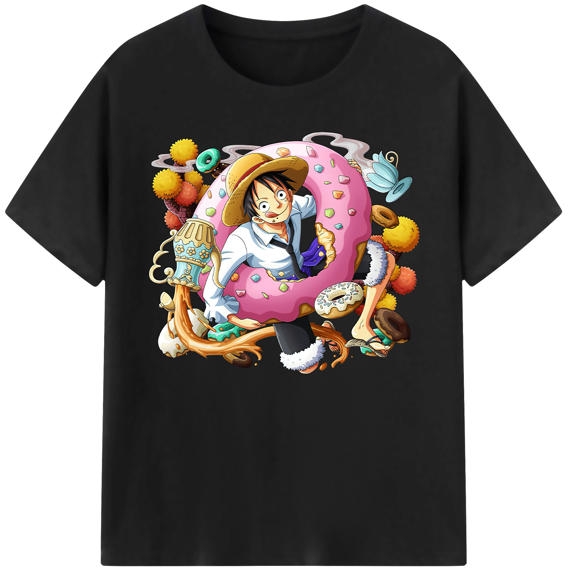 ワンピース モンキー・D・ルフィ ONE PIECE Monkey D. Luffy 綿100％ メンズ半袖Tシャツ｜肌触りやわらか＆通気性