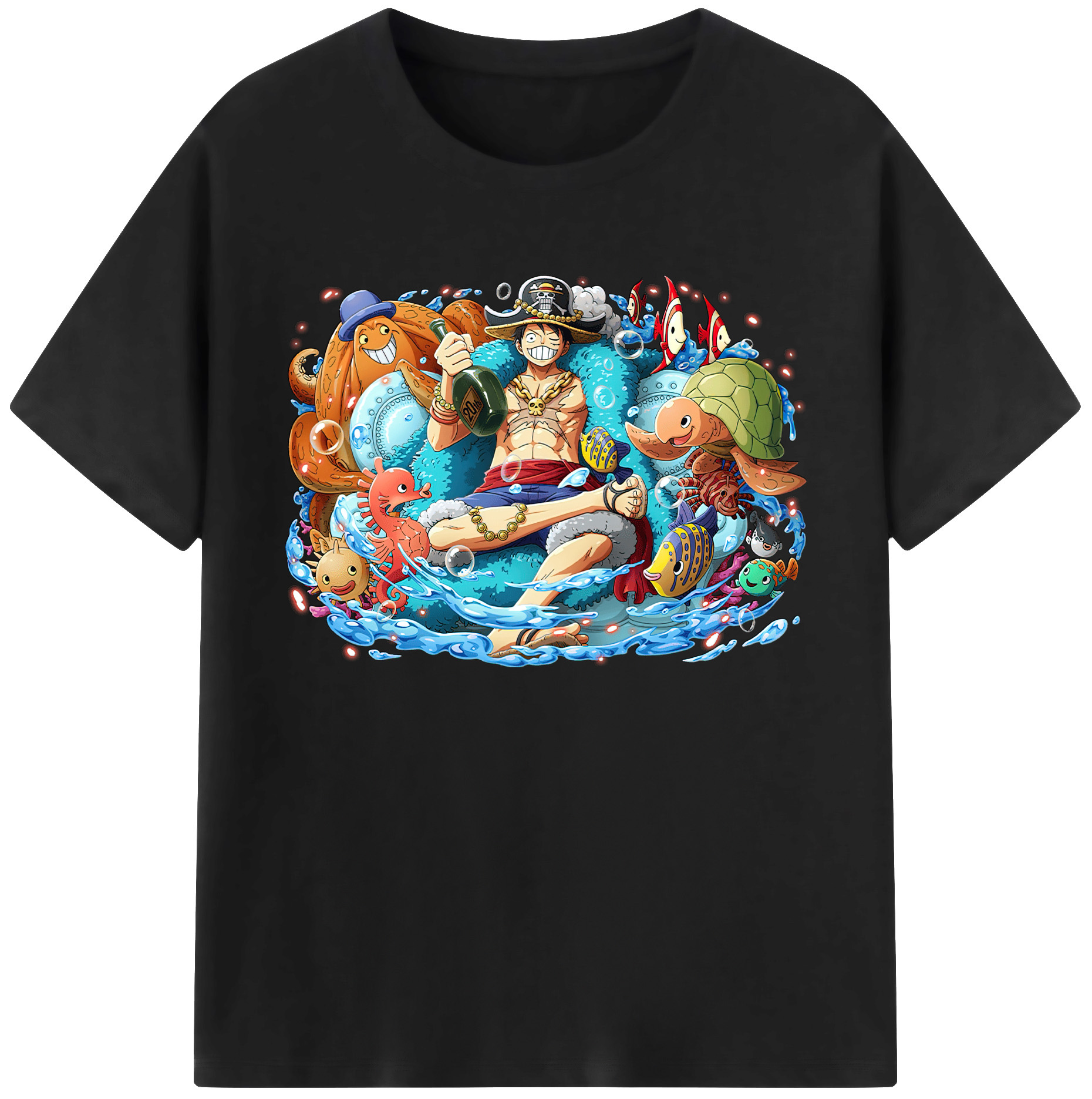ワンピース モンキー・D・ルフィ ONE PIECE Monkey D. Luffy 綿100％ メンズ半袖Tシャツ｜肌触りやわらか＆通気性