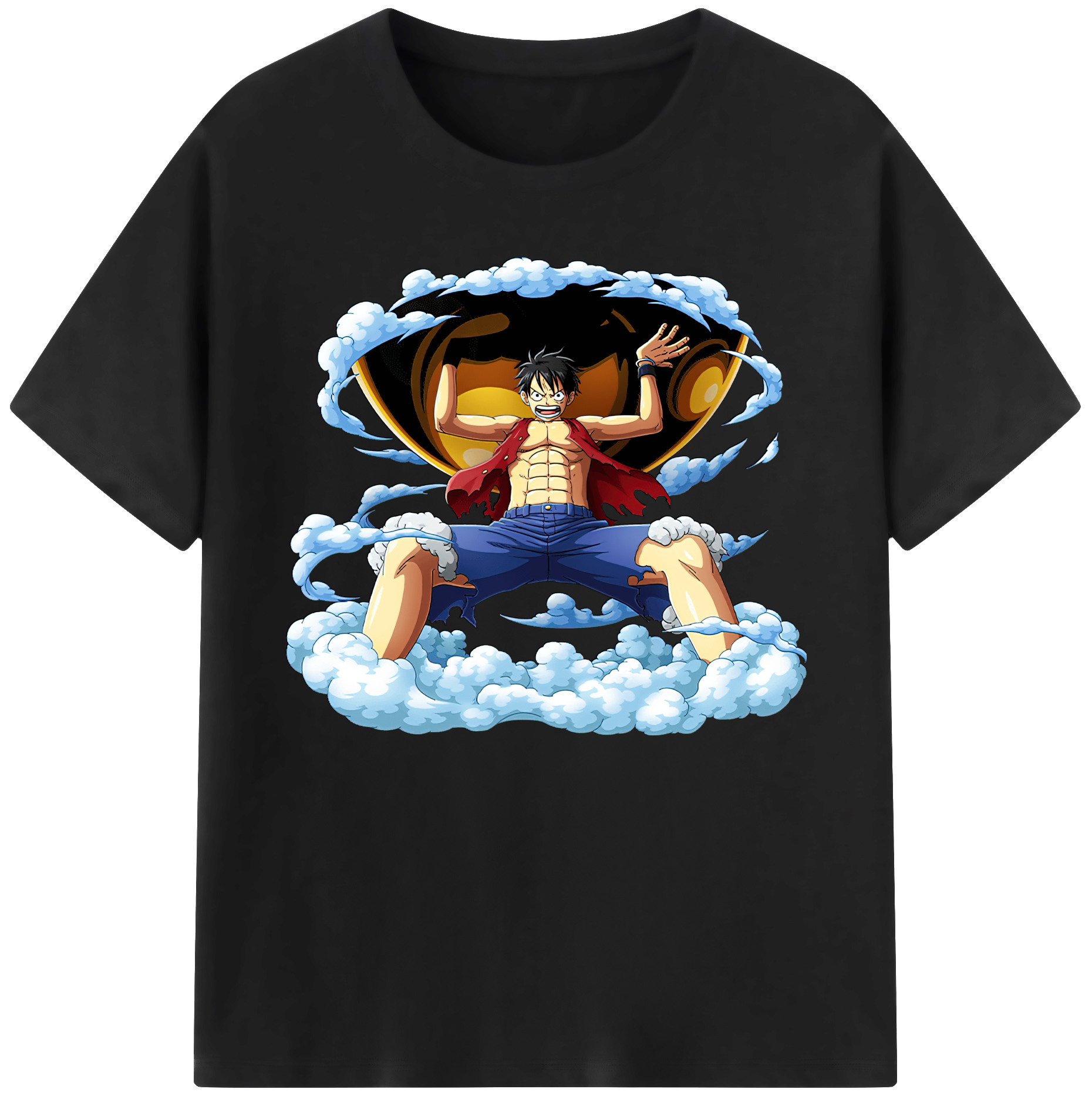 ワンピース モンキー・D・ルフィ ONE PIECE Monkey D. Luffy 綿100％ メンズ半袖Tシャツ｜肌触りやわらか＆通気性