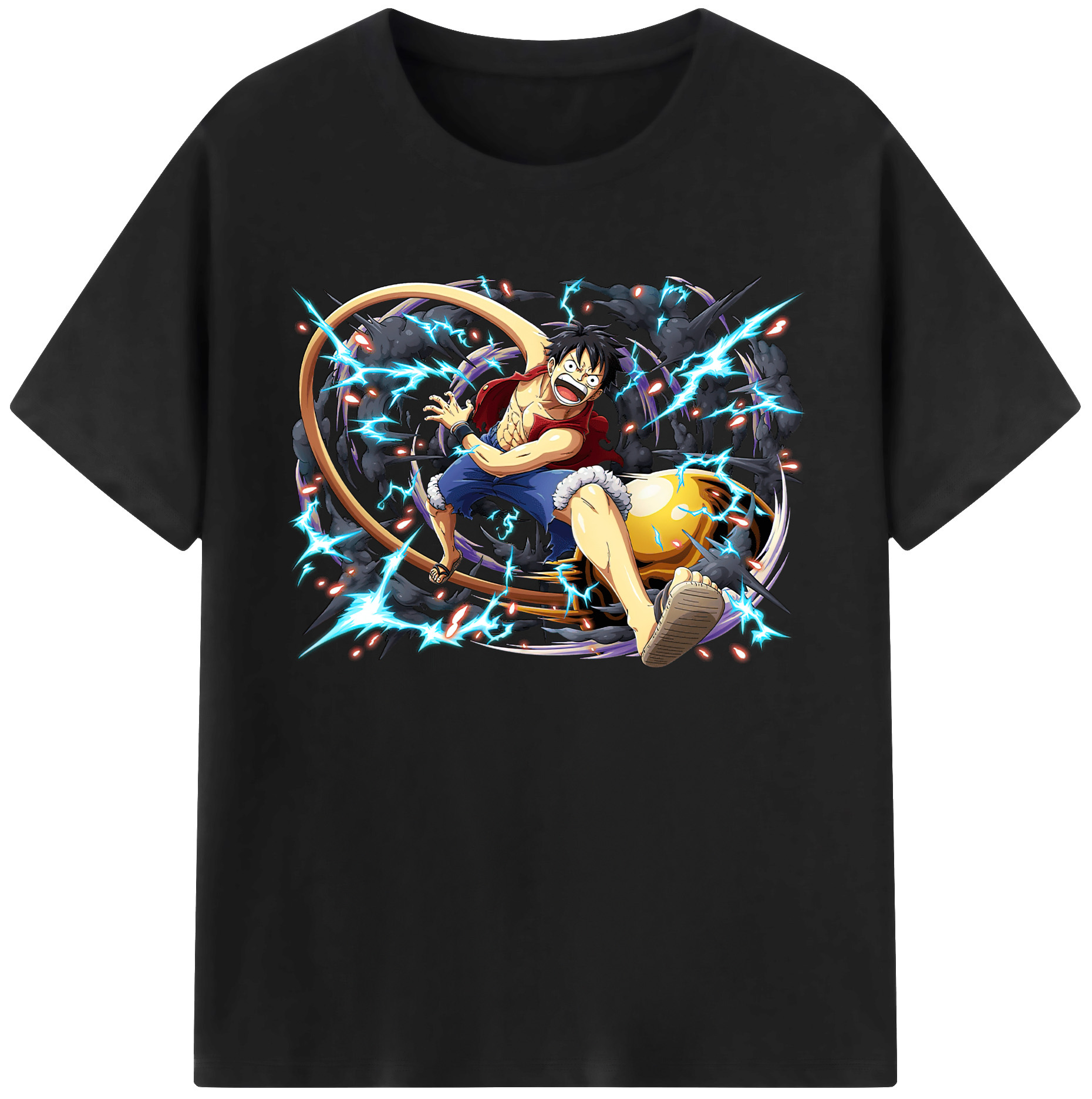 ワンピース モンキー・D・ルフィ ONE PIECE Monkey D. Luffy 綿100％ メンズ半袖Tシャツ｜肌触りやわらか＆通気性