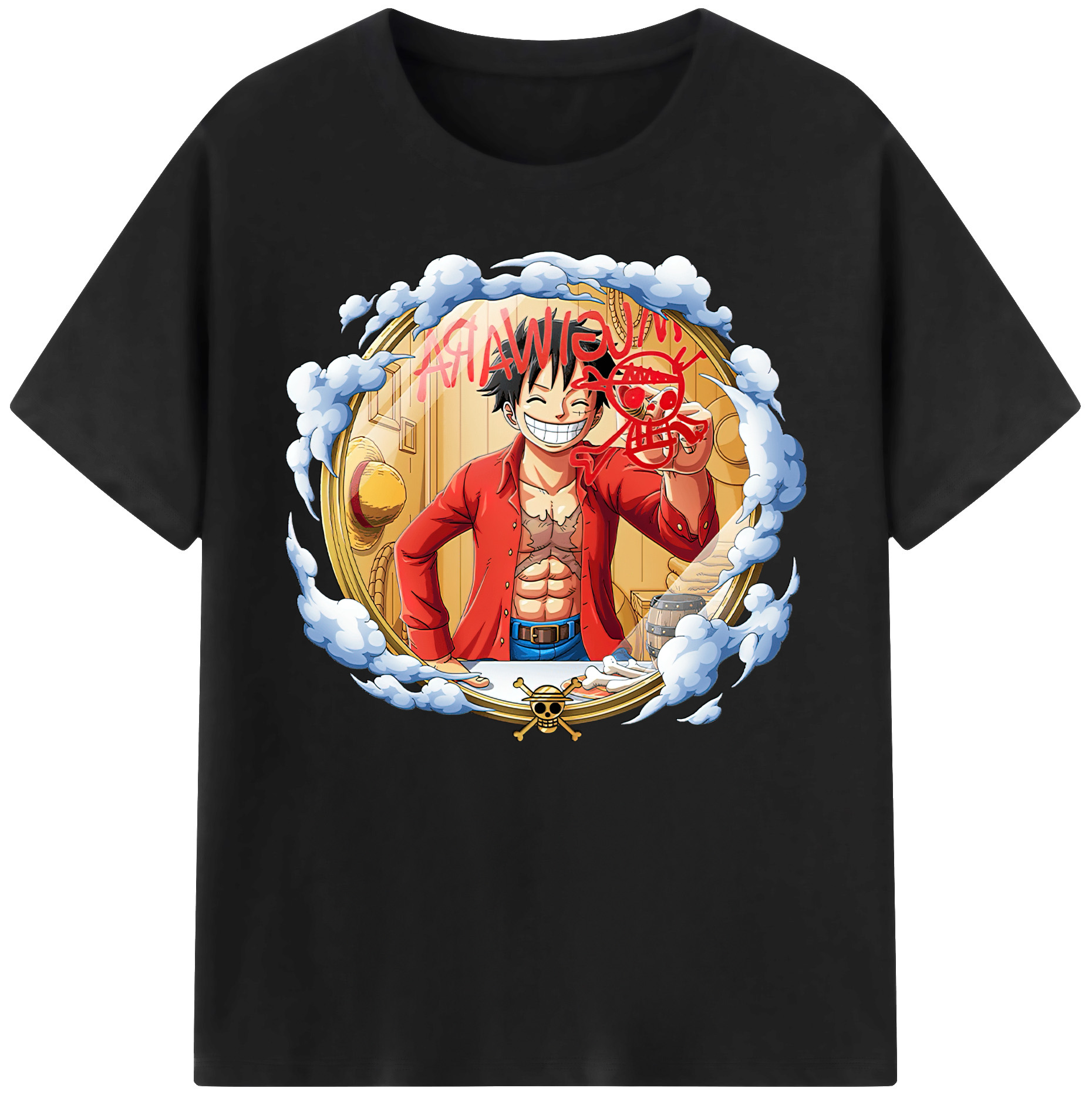 ワンピース モンキー・D・ルフィ ONE PIECE Monkey D. Luffy 綿100％ メンズ半袖Tシャツ｜肌触りやわらか＆通気性