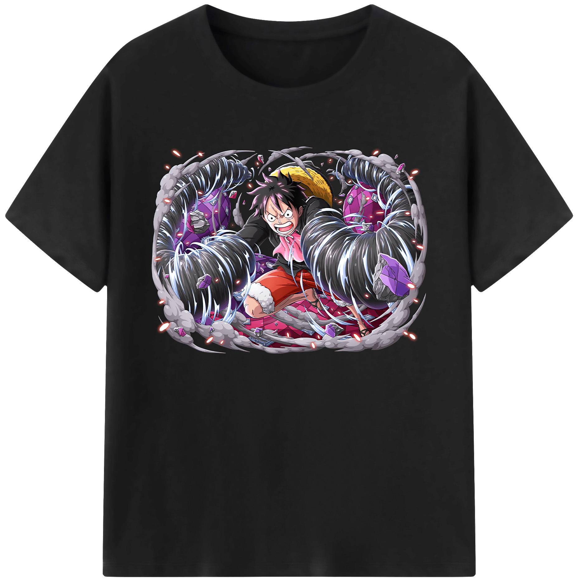 ワンピース モンキー・D・ルフィ ONE PIECE Monkey D. Luffy 綿100％ メンズ半袖Tシャツ｜肌触りやわらか＆通気性