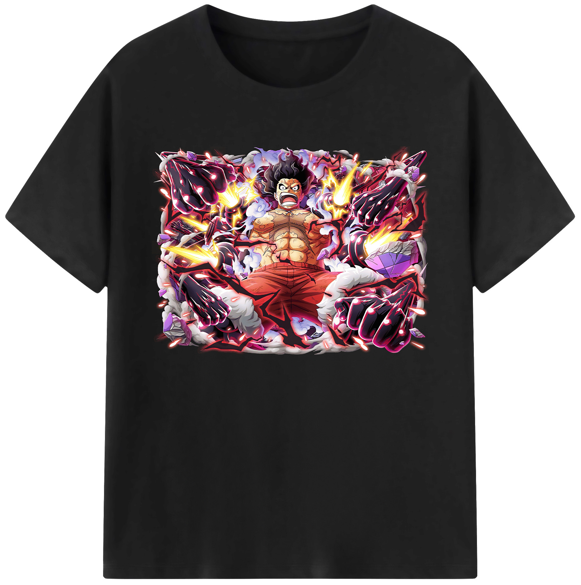 ワンピース モンキー・D・ルフィ ONE PIECE Monkey D. Luffy 綿100％ メンズ半袖Tシャツ｜肌触りやわらか＆通気性