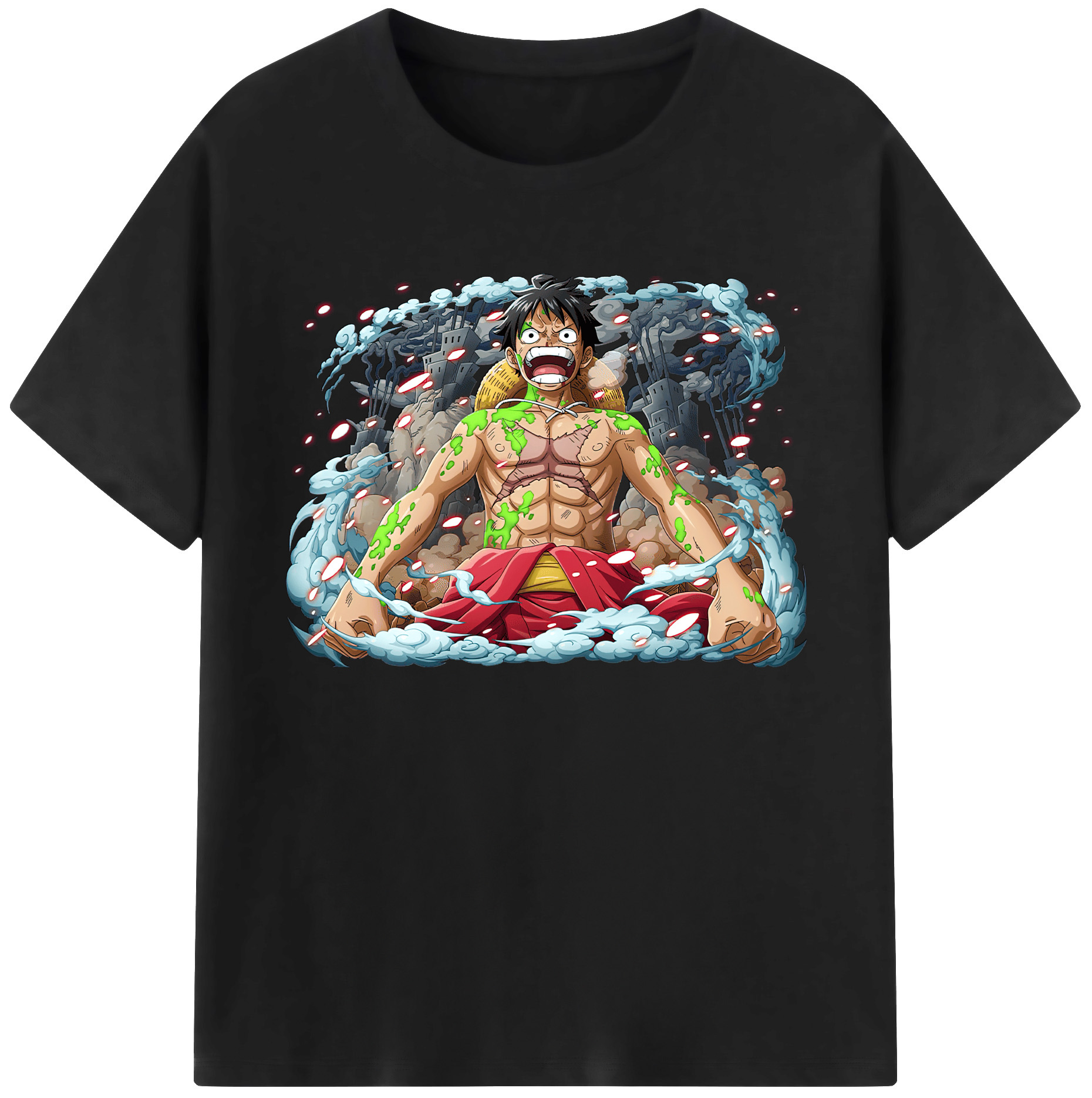 ワンピース モンキー・D・ルフィ ONE PIECE Monkey D. Luffy 綿100％ メンズ半袖Tシャツ｜肌触りやわらか＆通気性