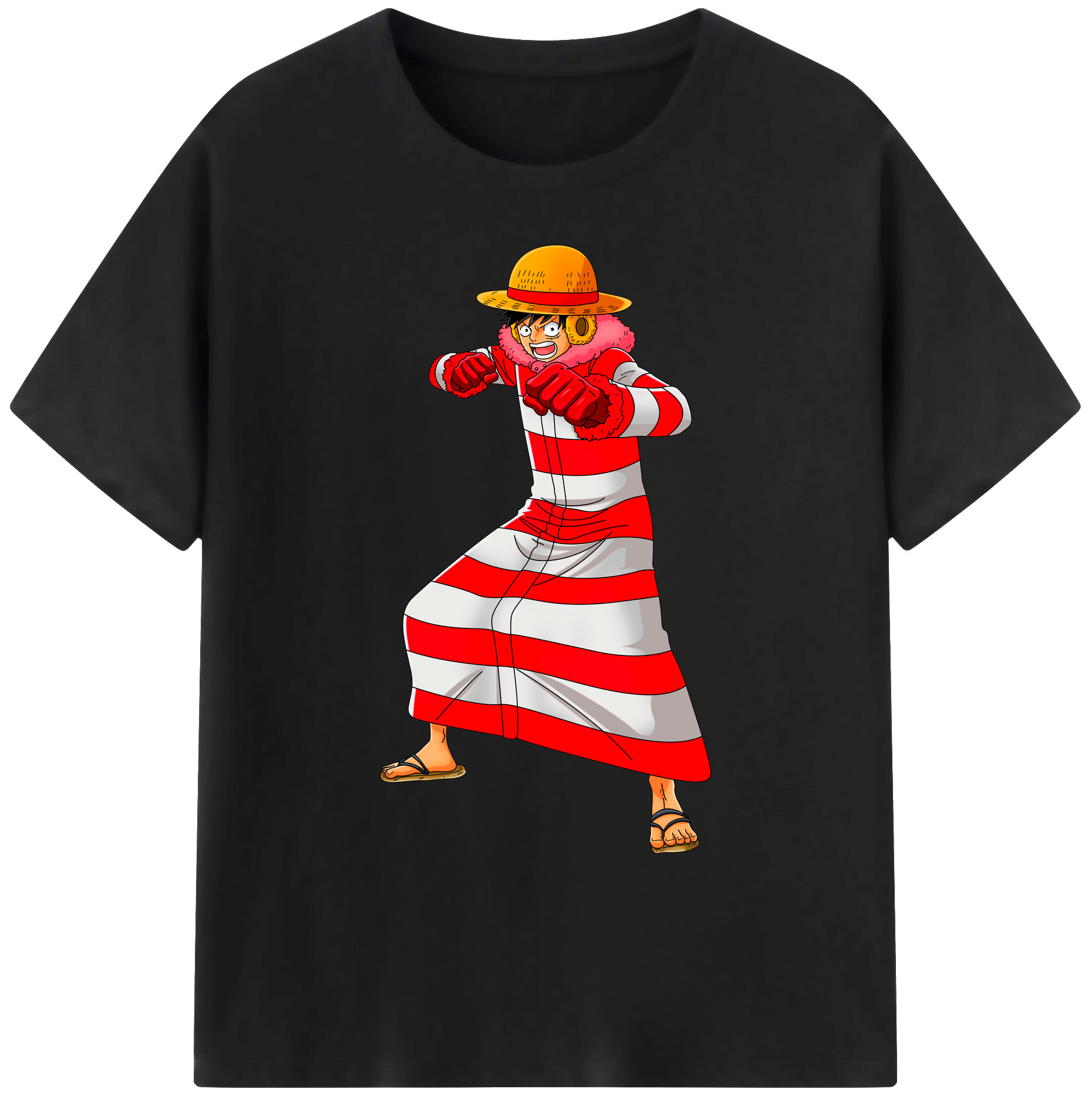 ワンピース モンキー・D・ルフィ ONE PIECE Monkey D. Luffy 綿100％ メンズ半袖Tシャツ｜肌触りやわらか＆通気性