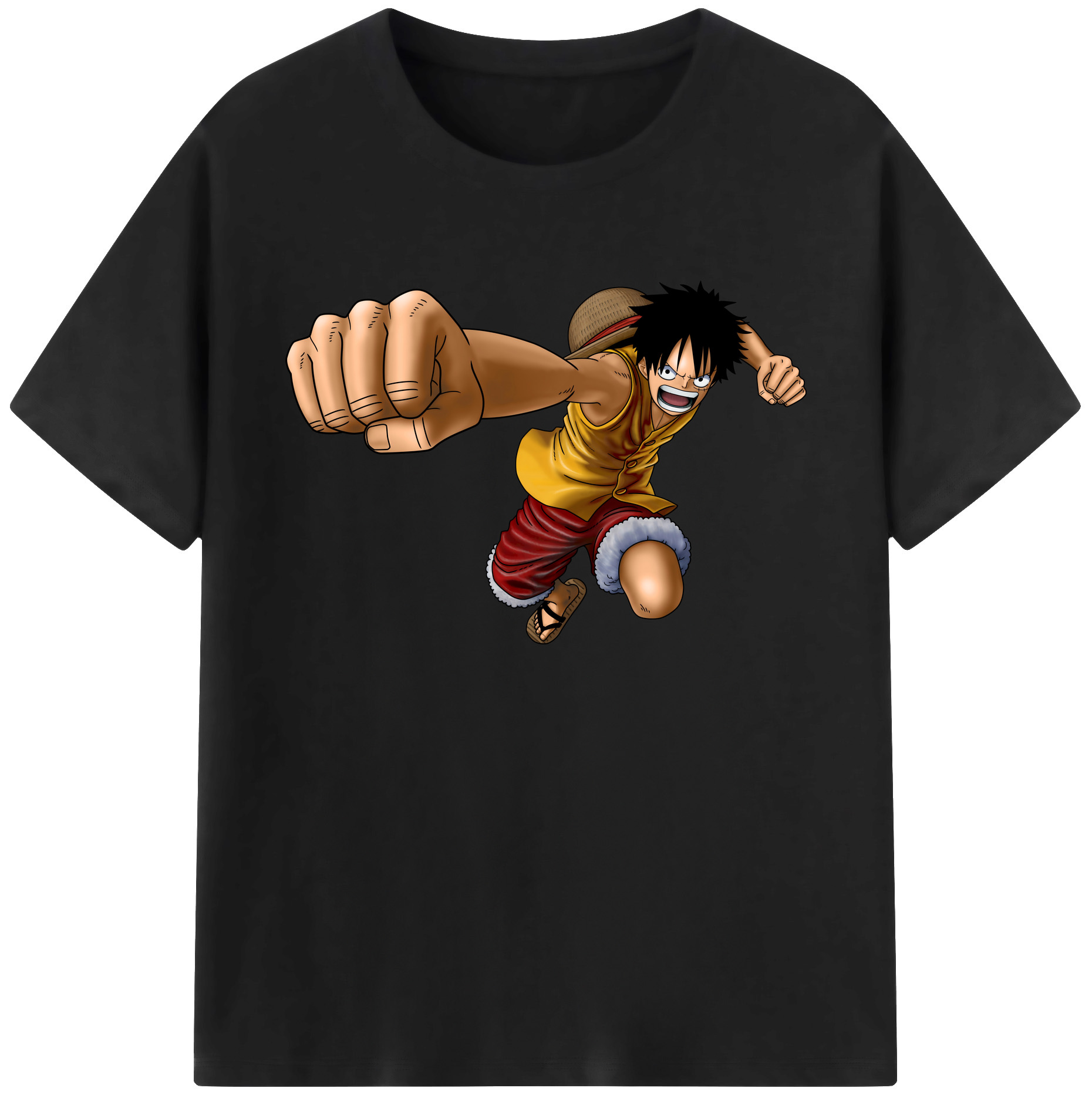 ワンピース モンキー・D・ルフィ ONE PIECE Monkey D. Luffy 綿100％ メンズ半袖Tシャツ｜肌触りやわらか＆通気性