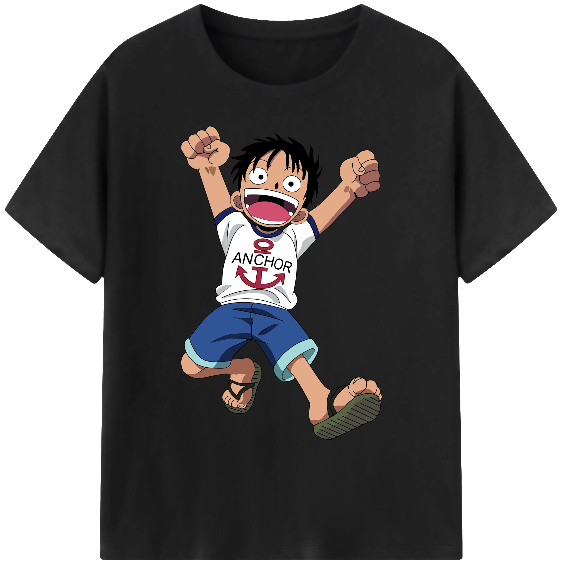 ワンピース モンキー・D・ルフィ ONE PIECE Monkey D. Luffy 綿100％ メンズ半袖Tシャツ｜肌触りやわらか＆通気性