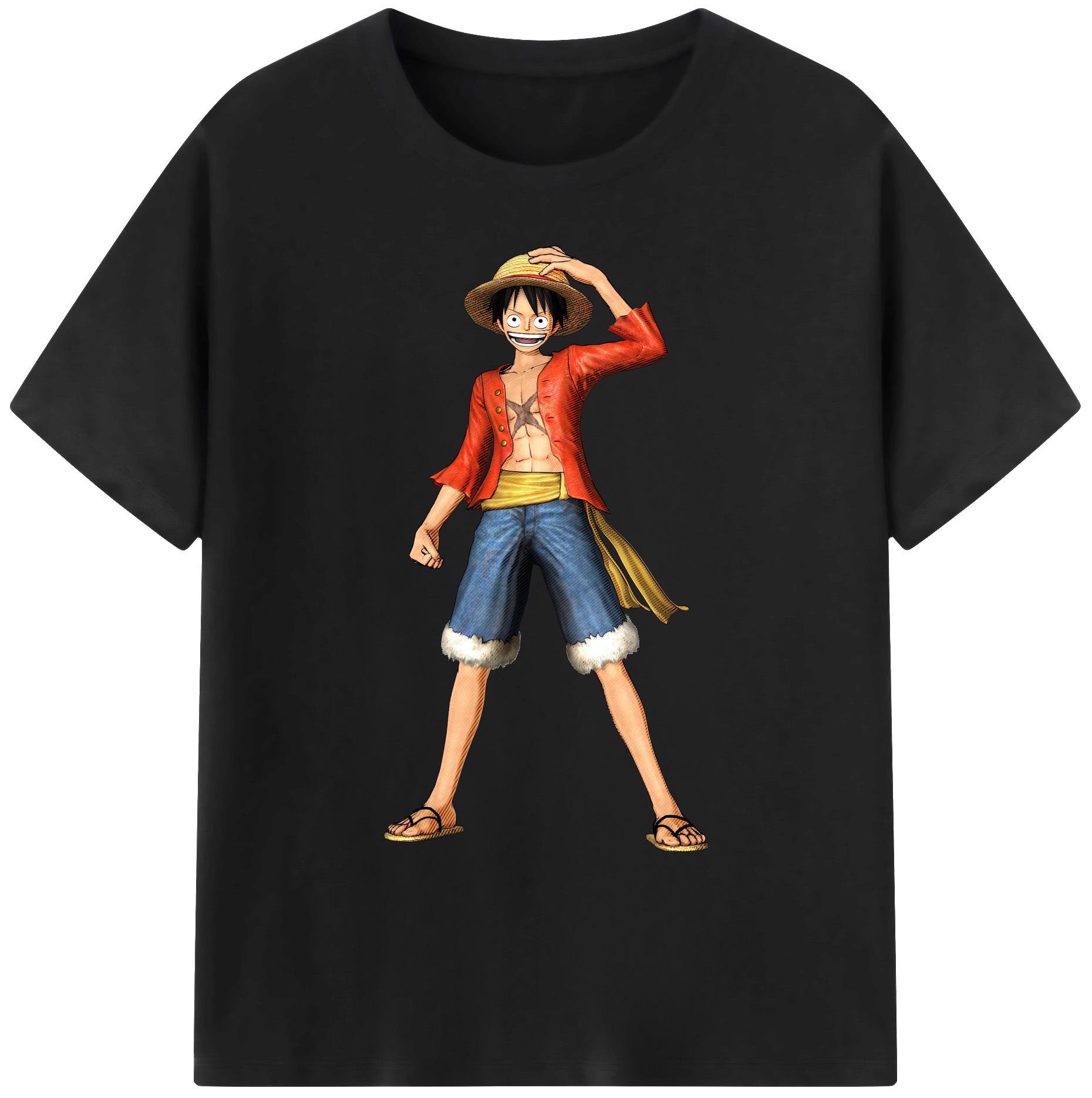 ワンピース モンキー・D・ルフィ ONE PIECE Monkey D. Luffy 綿100％ メンズ半袖Tシャツ｜肌触りやわらか＆通気性