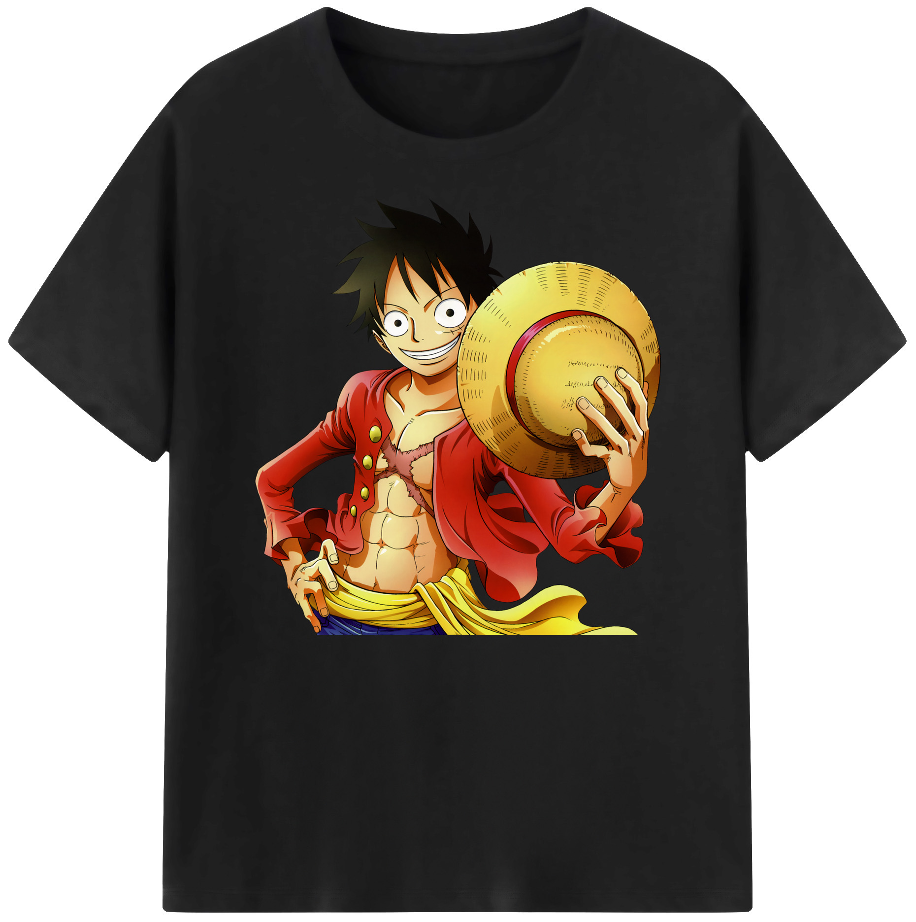 ワンピース モンキー・D・ルフィ ONE PIECE Monkey D. Luffy 綿100％ メンズ半袖Tシャツ｜肌触りやわらか＆通気性