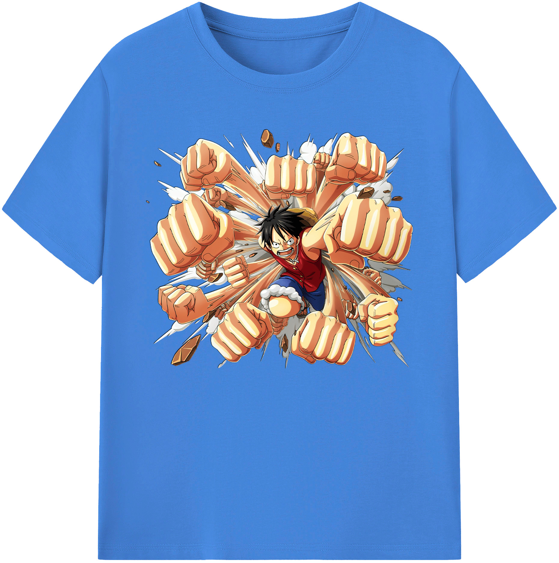 ワンピース モンキー・D・ルフィ ONE PIECE Monkey D. Luffy 綿100％ メンズ半袖Tシャツ｜肌触りやわらか＆通気性