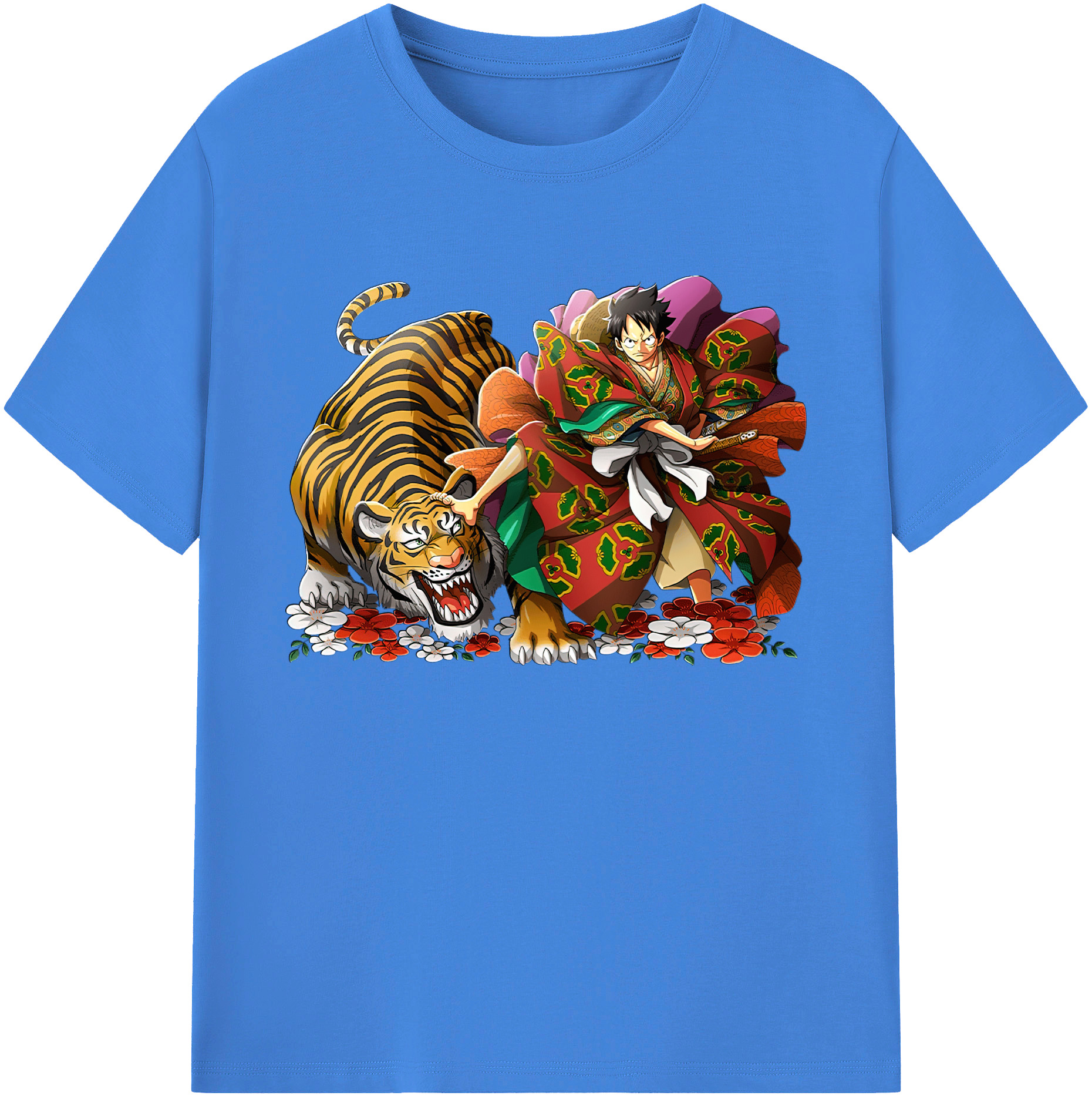 ワンピース モンキー・D・ルフィ ONE PIECE Monkey D. Luffy 綿100％ メンズ半袖Tシャツ｜肌触りやわらか＆通気性