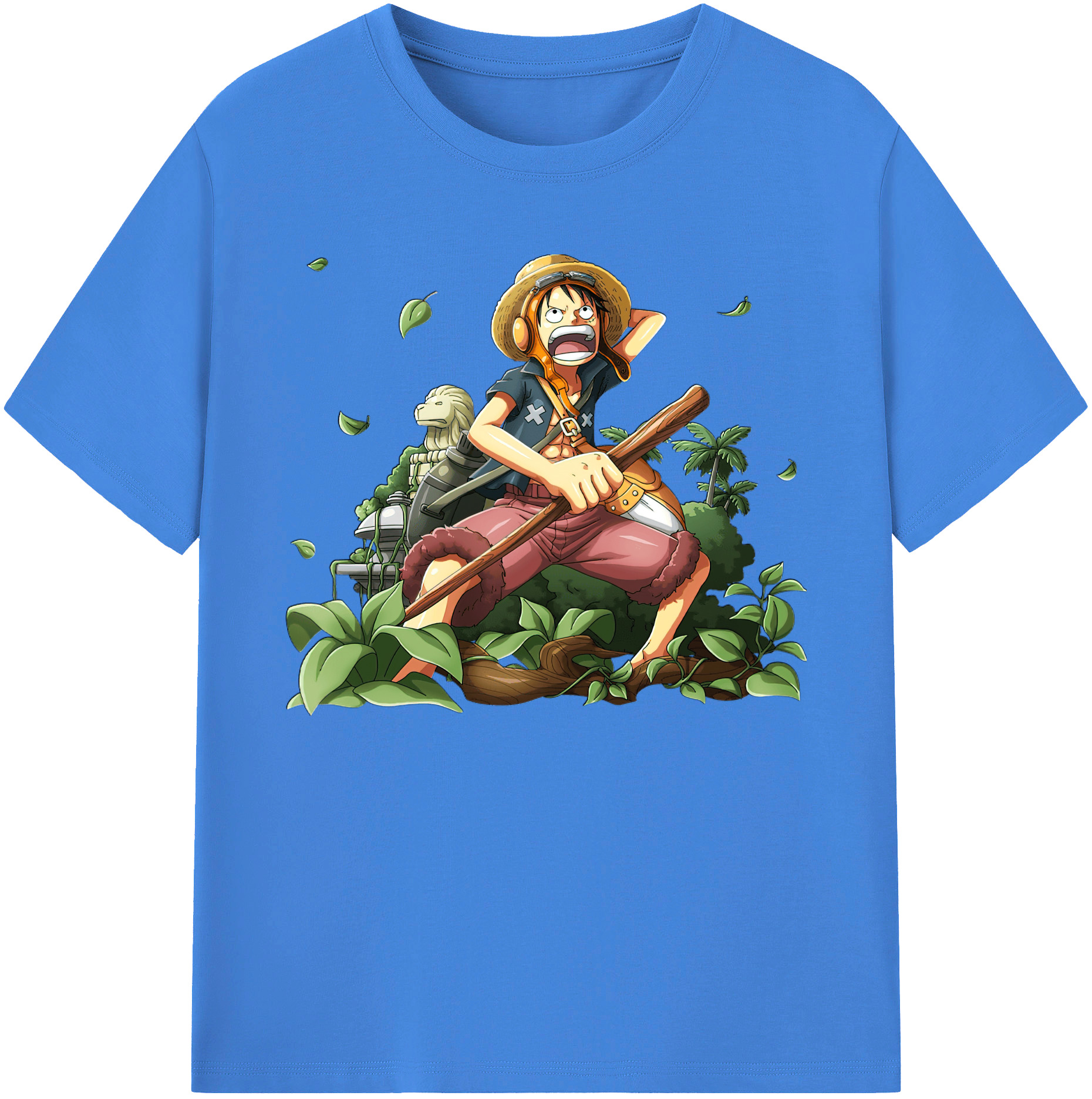 ワンピース モンキー・D・ルフィ ONE PIECE Monkey D. Luffy 綿100％ メンズ半袖Tシャツ｜肌触りやわらか＆通気性