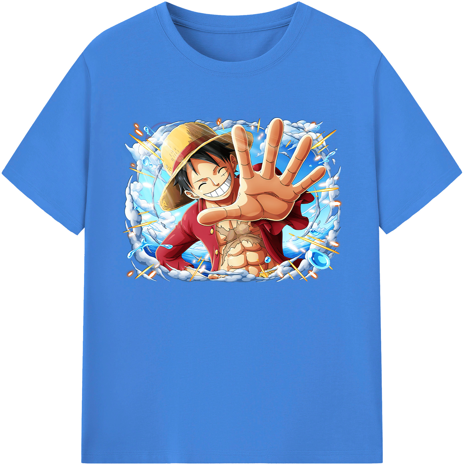 ワンピース モンキー・D・ルフィ ONE PIECE Monkey D. Luffy 綿100％ メンズ半袖Tシャツ｜肌触りやわらか＆通気性