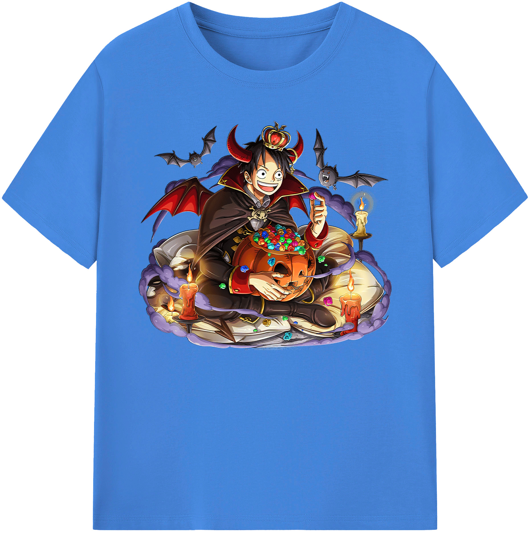 （画像用） ワンピース モンキー・D・ルフィ ONE PIECE Monkey D. Luffy 綿100％ メンズ半袖Tシャツ｜肌触りやわらか＆通気性