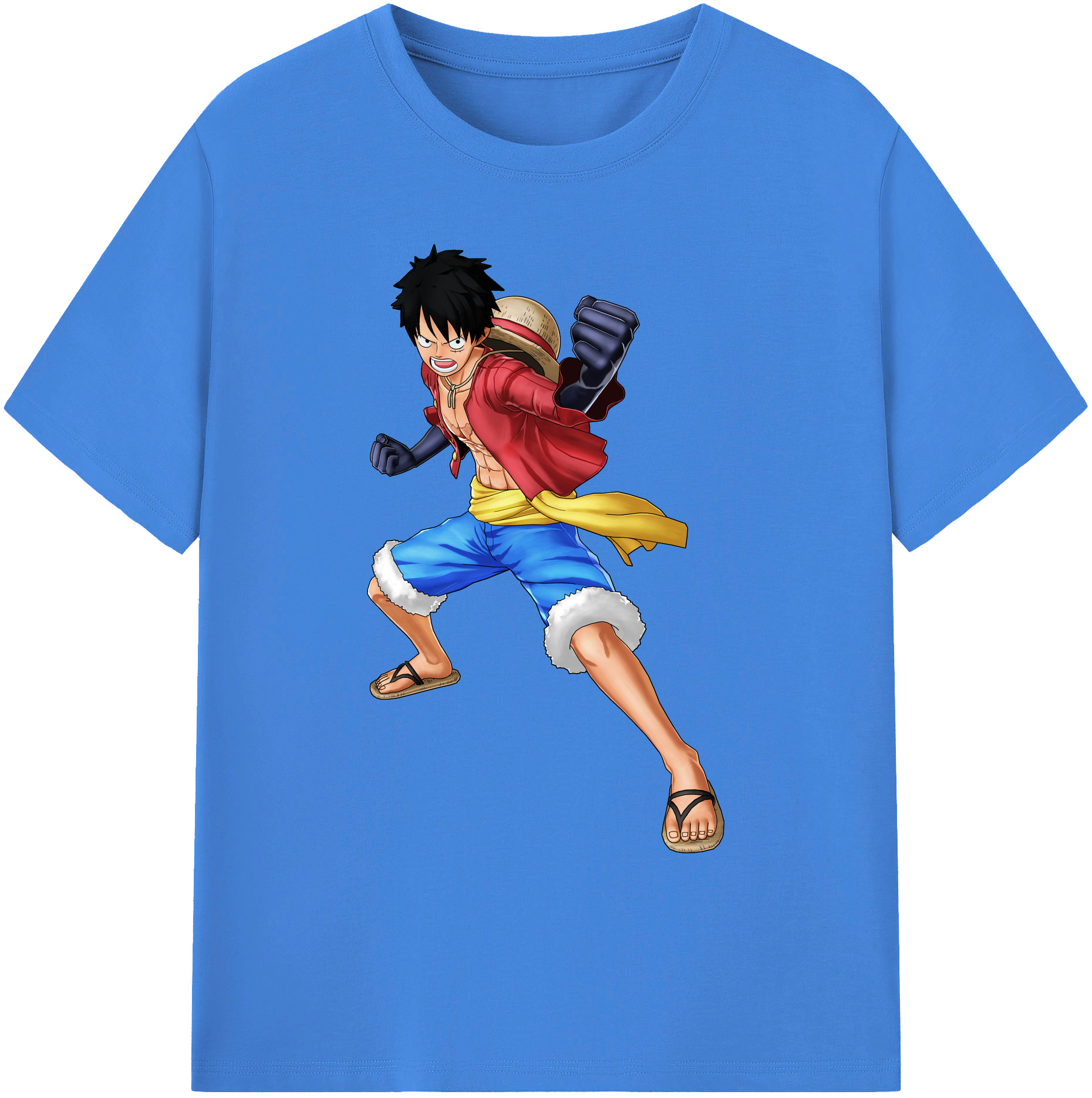 ワンピース モンキー・D・ルフィ ONE PIECE Monkey D. Luffy 綿100％ メンズ半袖Tシャツ｜肌触りやわらか＆通気性