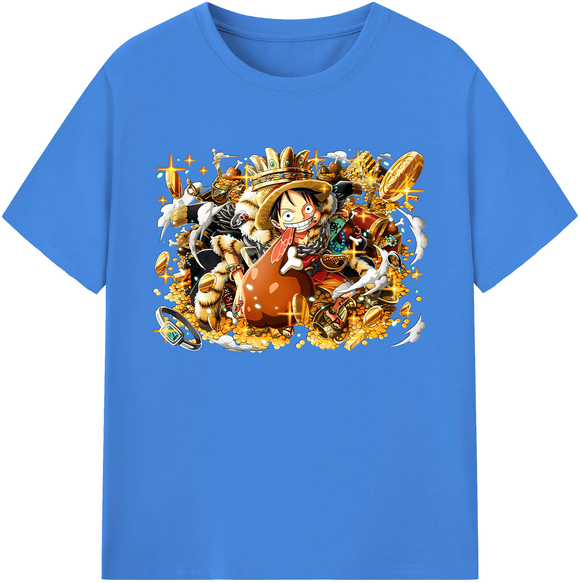 ワンピース モンキー・D・ルフィ ONE PIECE Monkey D. Luffy 綿100％ メンズ半袖Tシャツ｜肌触りやわらか＆通気性