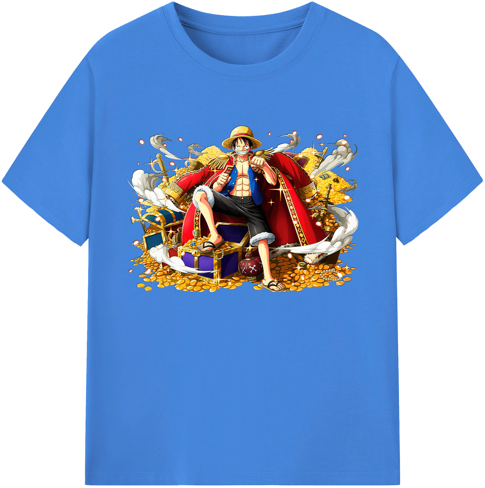 ワンピース モンキー・D・ルフィ ONE PIECE Monkey D. Luffy 綿100％ メンズ半袖Tシャツ｜肌触りやわらか＆通気性