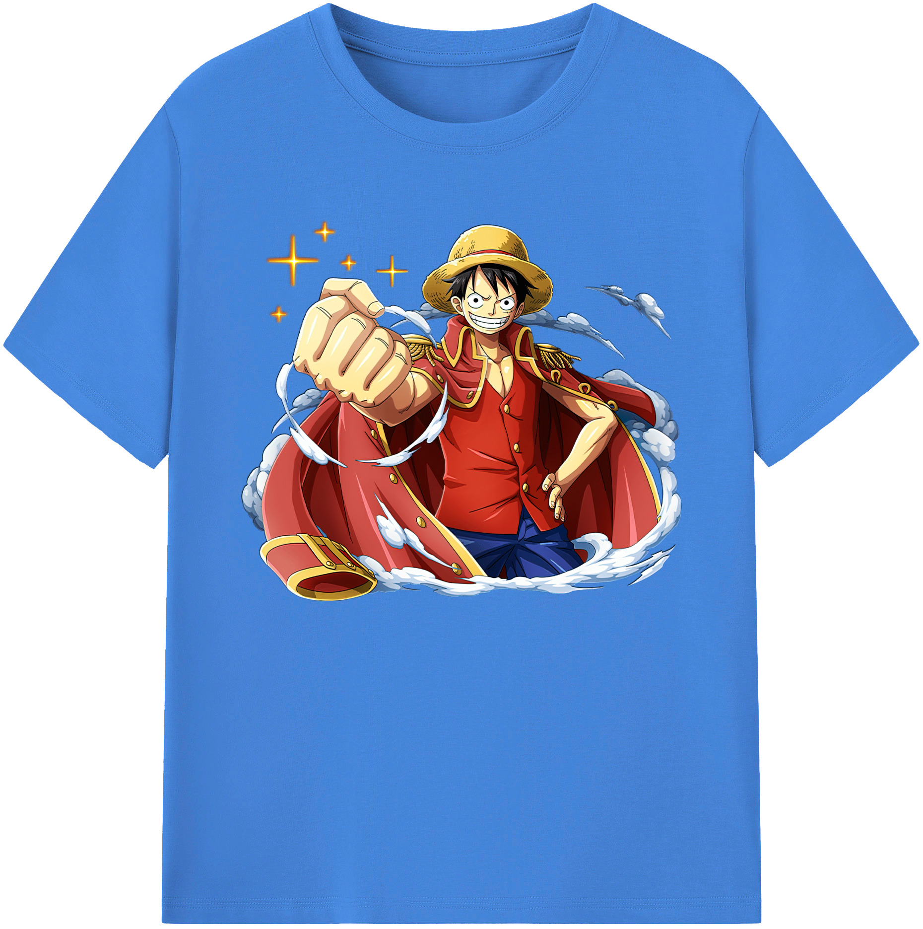 ワンピース モンキー・D・ルフィ ONE PIECE Monkey D. Luffy 綿100％ メンズ半袖Tシャツ｜肌触りやわらか＆通気性