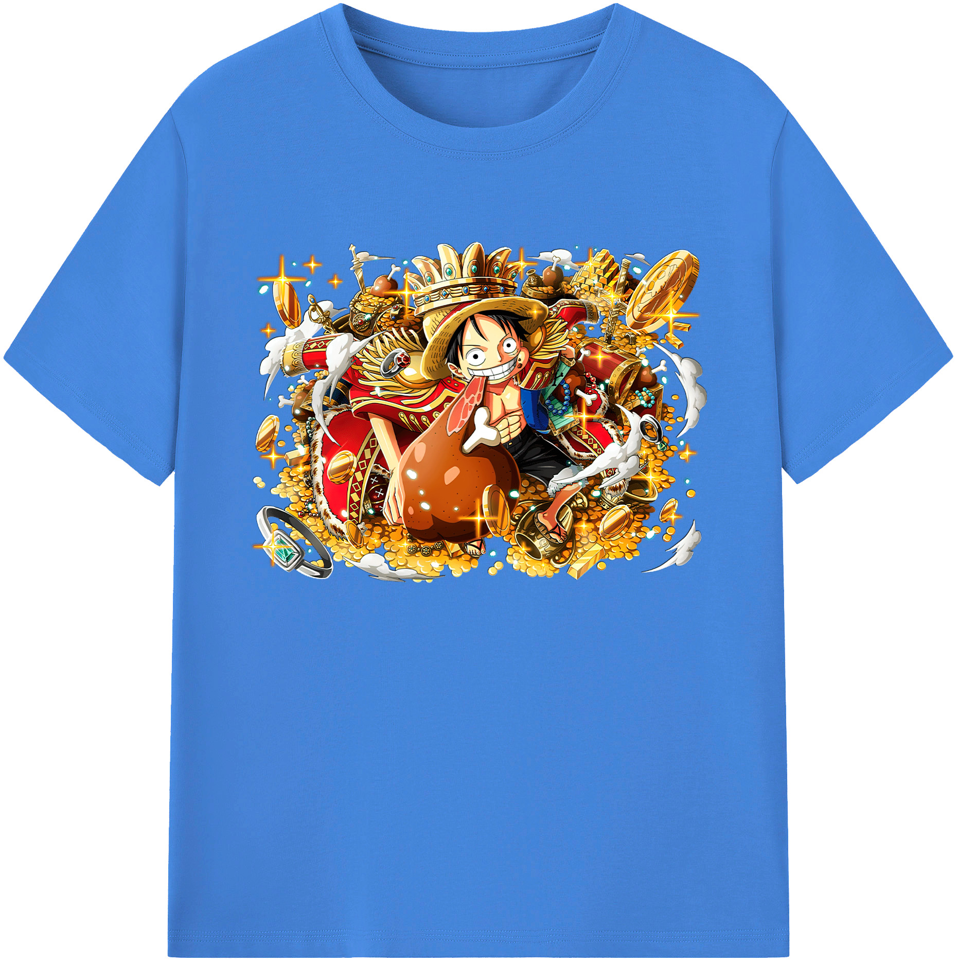 ワンピース モンキー・D・ルフィ ONE PIECE Monkey D. Luffy 綿100％ メンズ半袖Tシャツ｜肌触りやわらか＆通気性