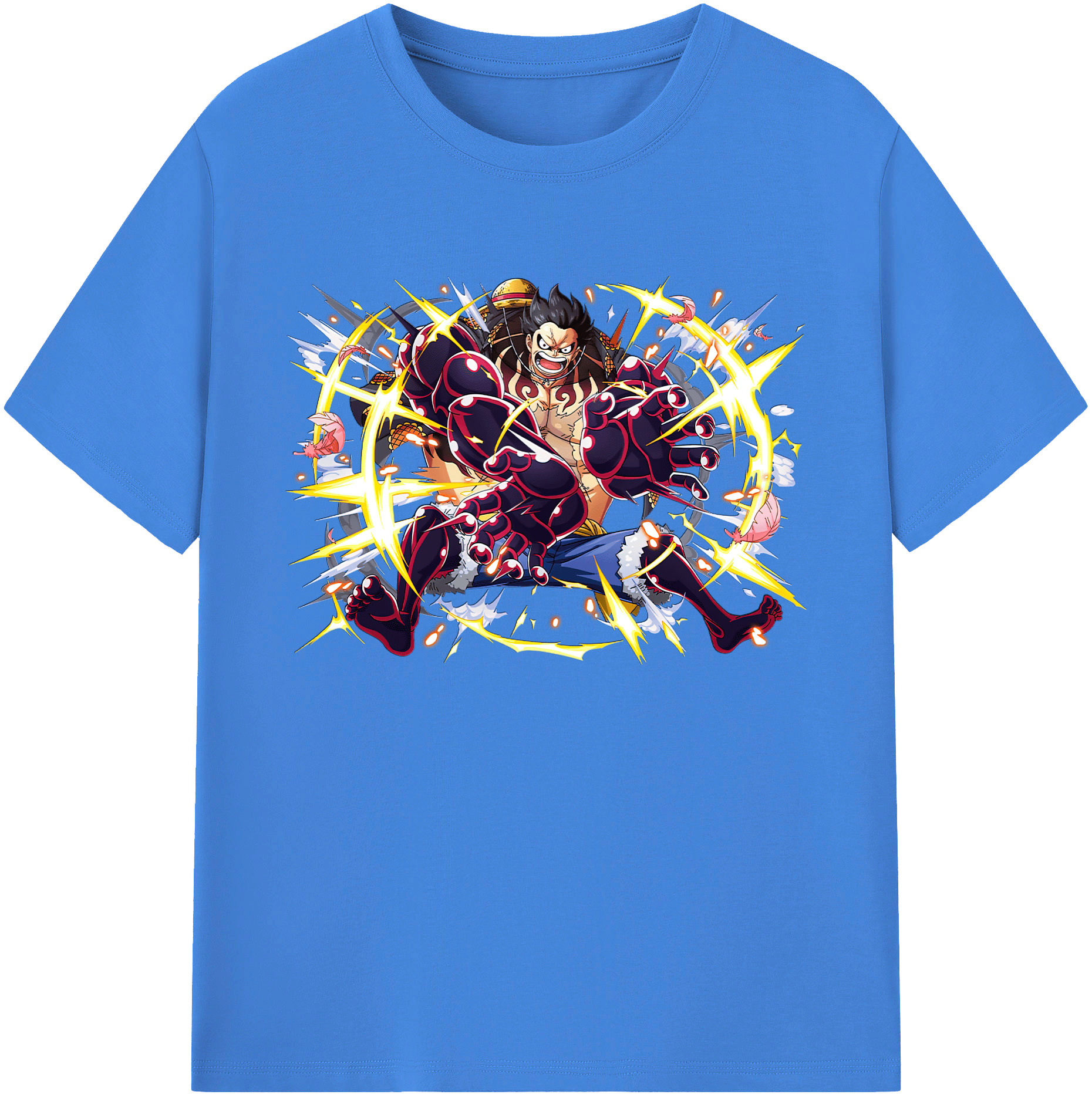 ワンピース モンキー・D・ルフィ ONE PIECE Monkey D. Luffy 綿100％ メンズ半袖Tシャツ｜肌触りやわらか＆通気性