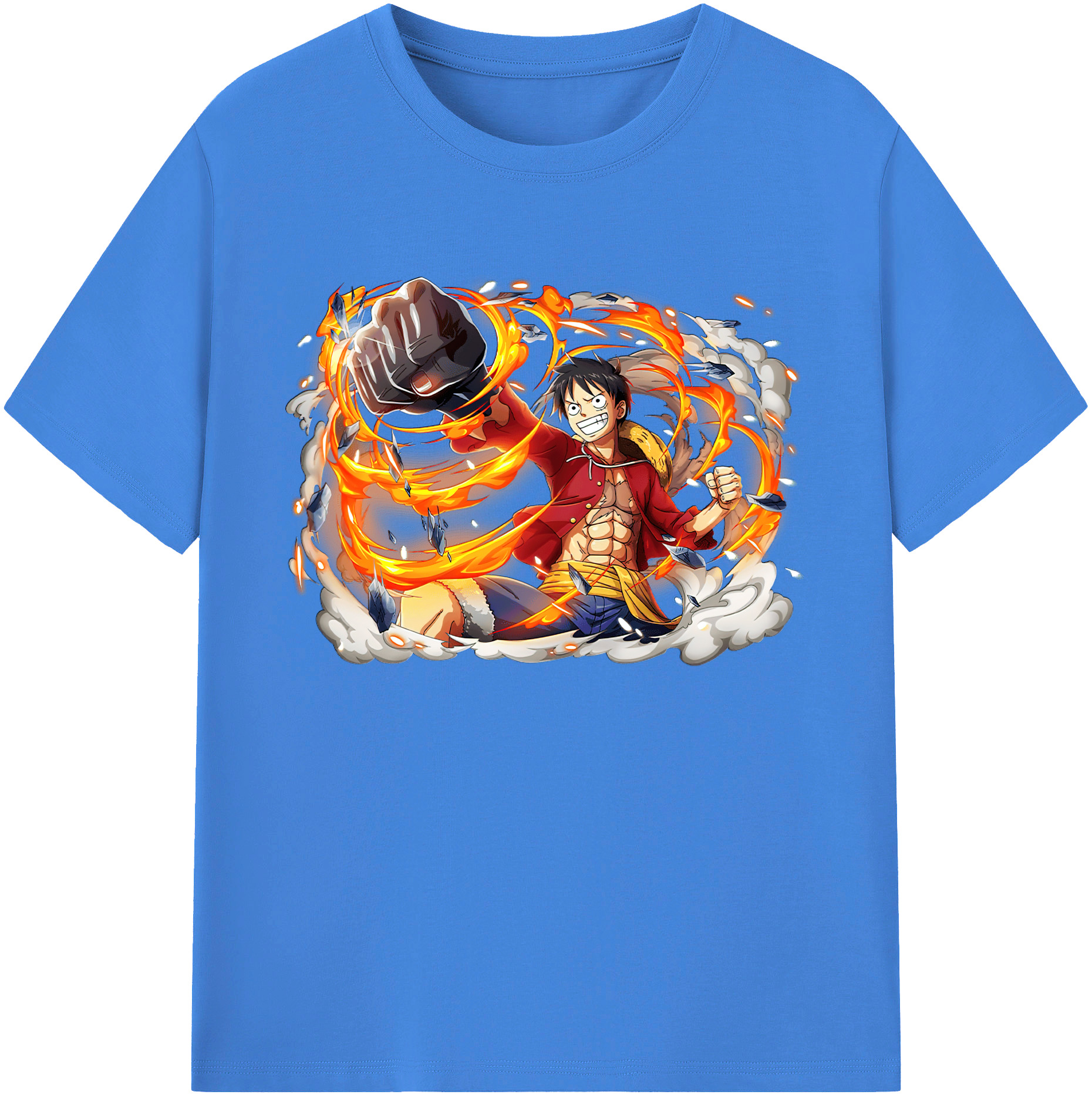 ワンピース モンキー・D・ルフィ ONE PIECE Monkey D. Luffy 綿100％ メンズ半袖Tシャツ｜肌触りやわらか＆通気性