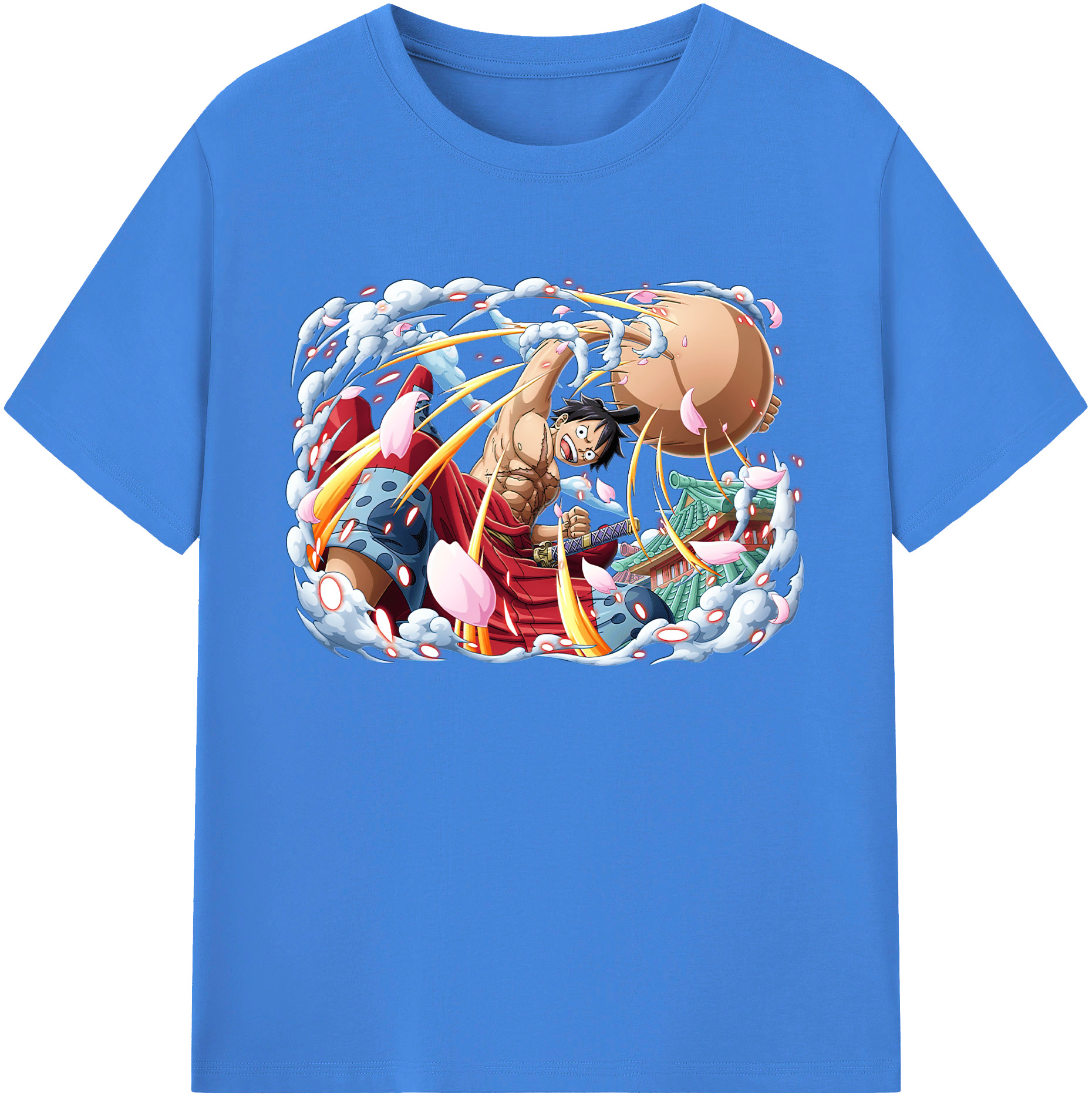ワンピース モンキー・D・ルフィ ONE PIECE Monkey D. Luffy 綿100％ メンズ半袖Tシャツ｜肌触りやわらか＆通気性