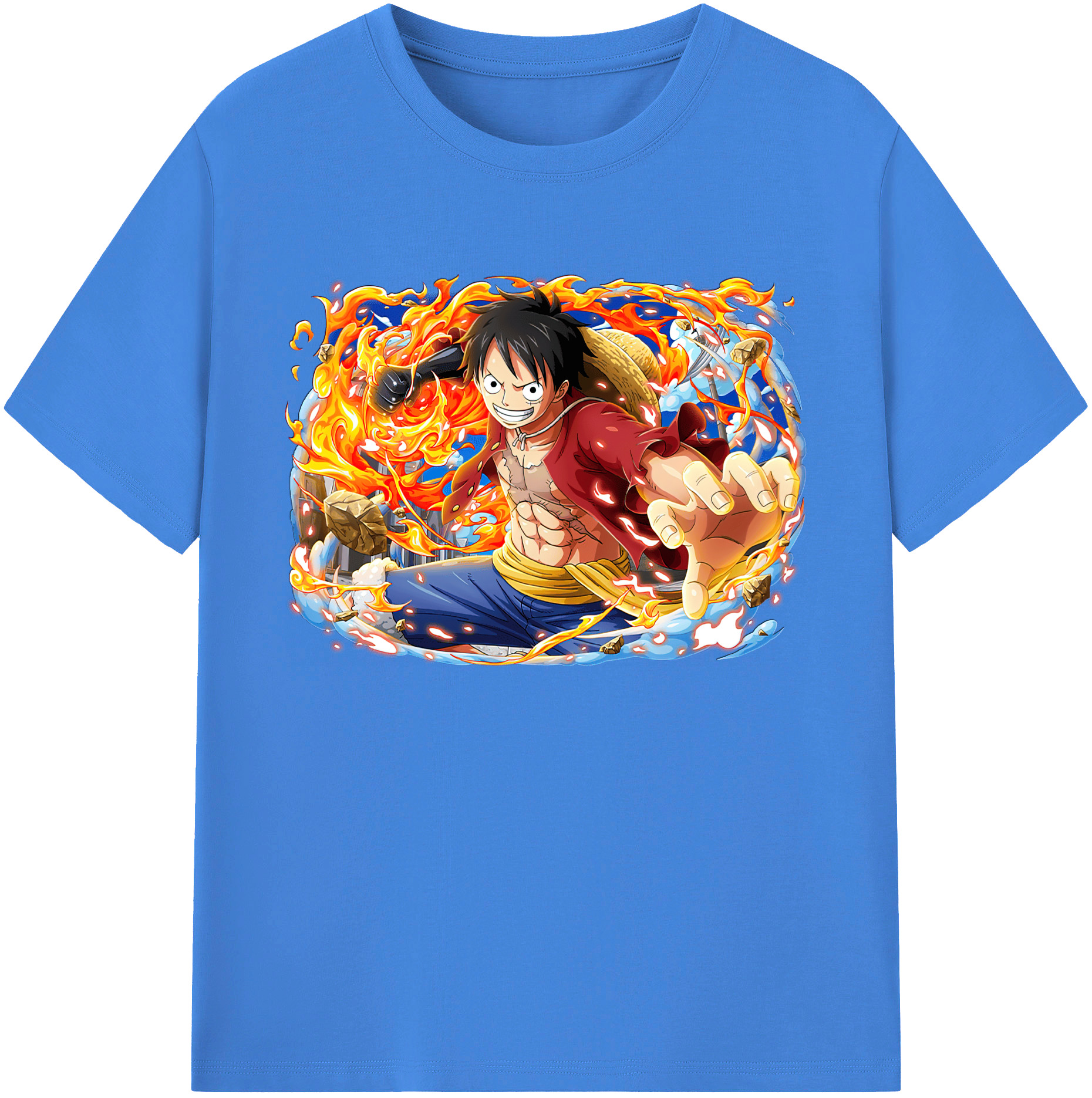 ワンピース モンキー・D・ルフィ ONE PIECE Monkey D. Luffy 綿100％ メンズ半袖Tシャツ｜肌触りやわらか＆通気性