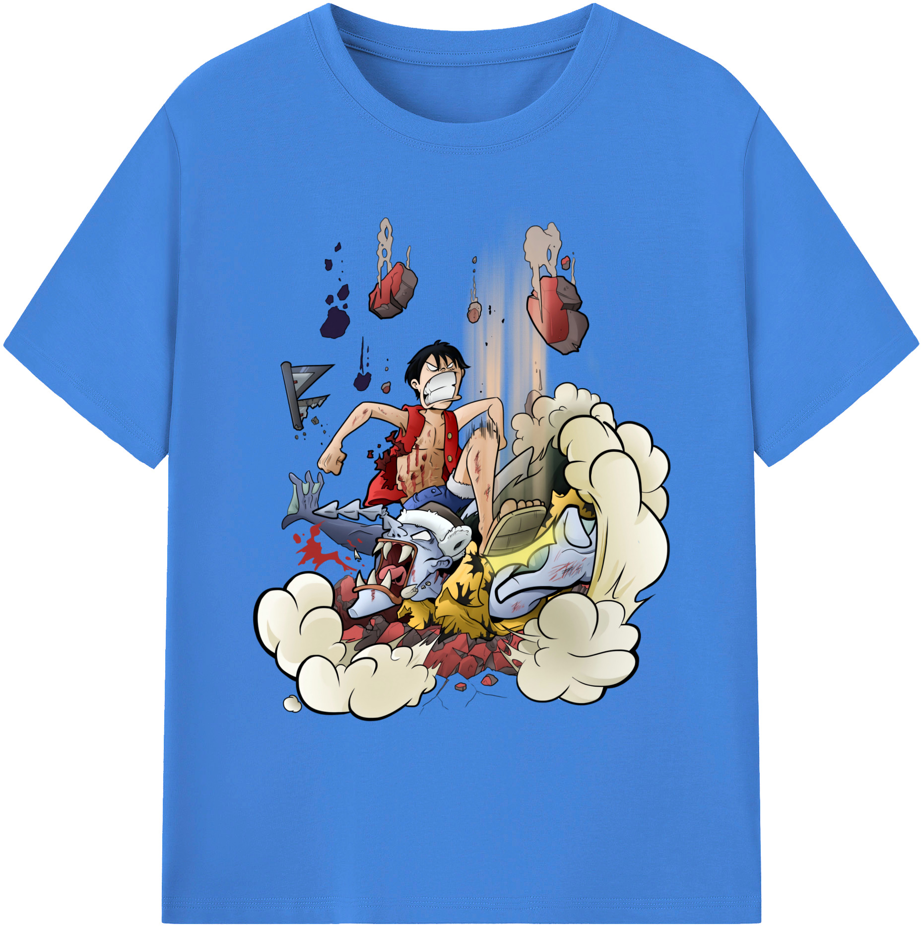 ワンピース モンキー・D・ルフィ ONE PIECE Monkey D. Luffy 綿100％ メンズ半袖Tシャツ｜肌触りやわらか＆通気性