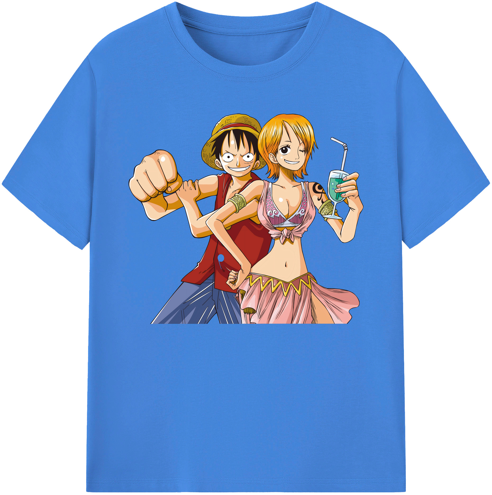 ワンピース モンキー・D・ルフィ ONE PIECE Monkey D. Luffy 綿100％ メンズ半袖Tシャツ｜肌触りやわらか＆通気性