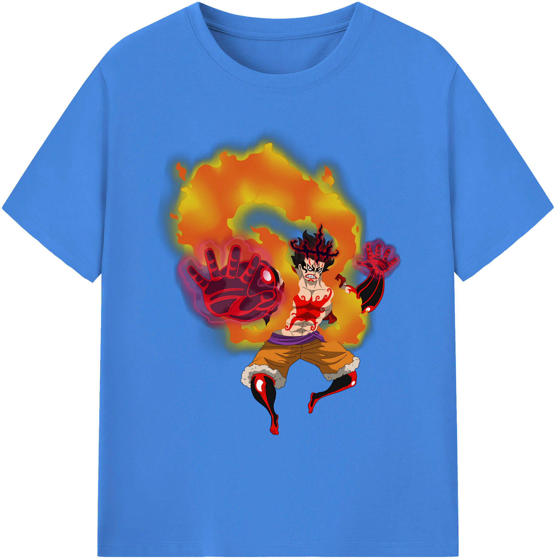 ワンピース モンキー・D・ルフィ ONE PIECE Monkey D. Luffy 綿100％ メンズ半袖Tシャツ｜肌触りやわらか＆通気性