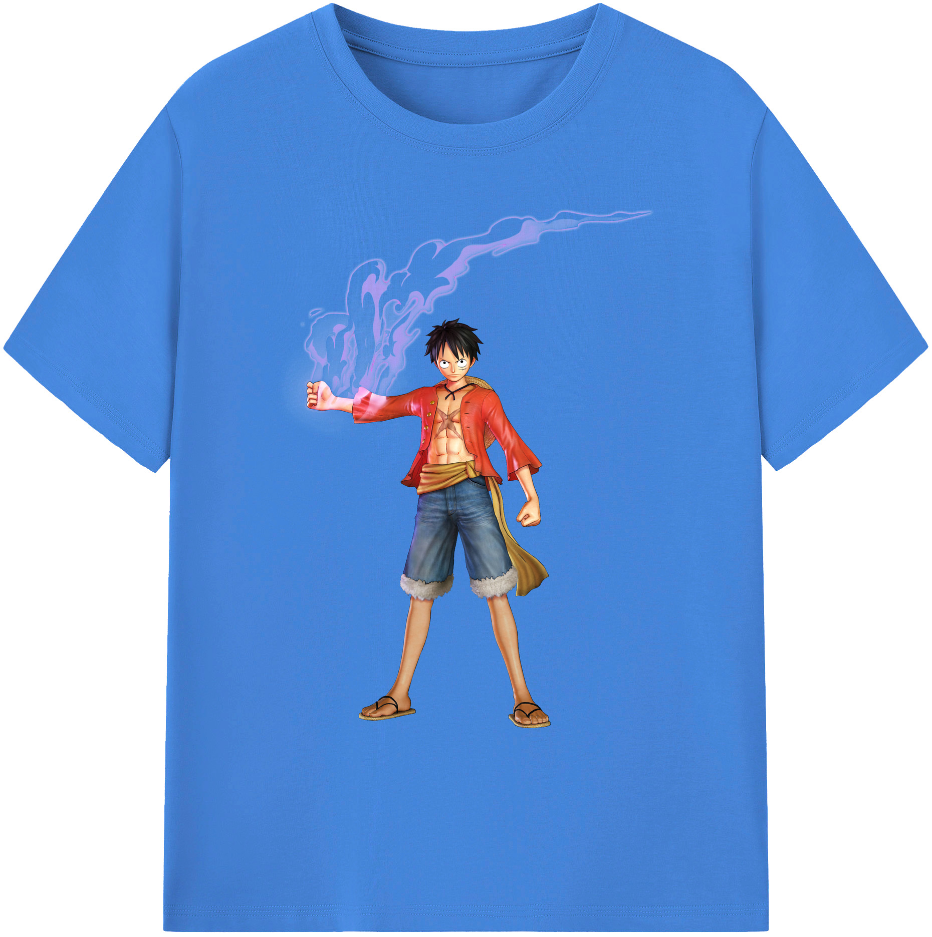 ワンピース モンキー・D・ルフィ ONE PIECE Monkey D. Luffy 綿100％ メンズ半袖Tシャツ｜肌触りやわらか＆通気性