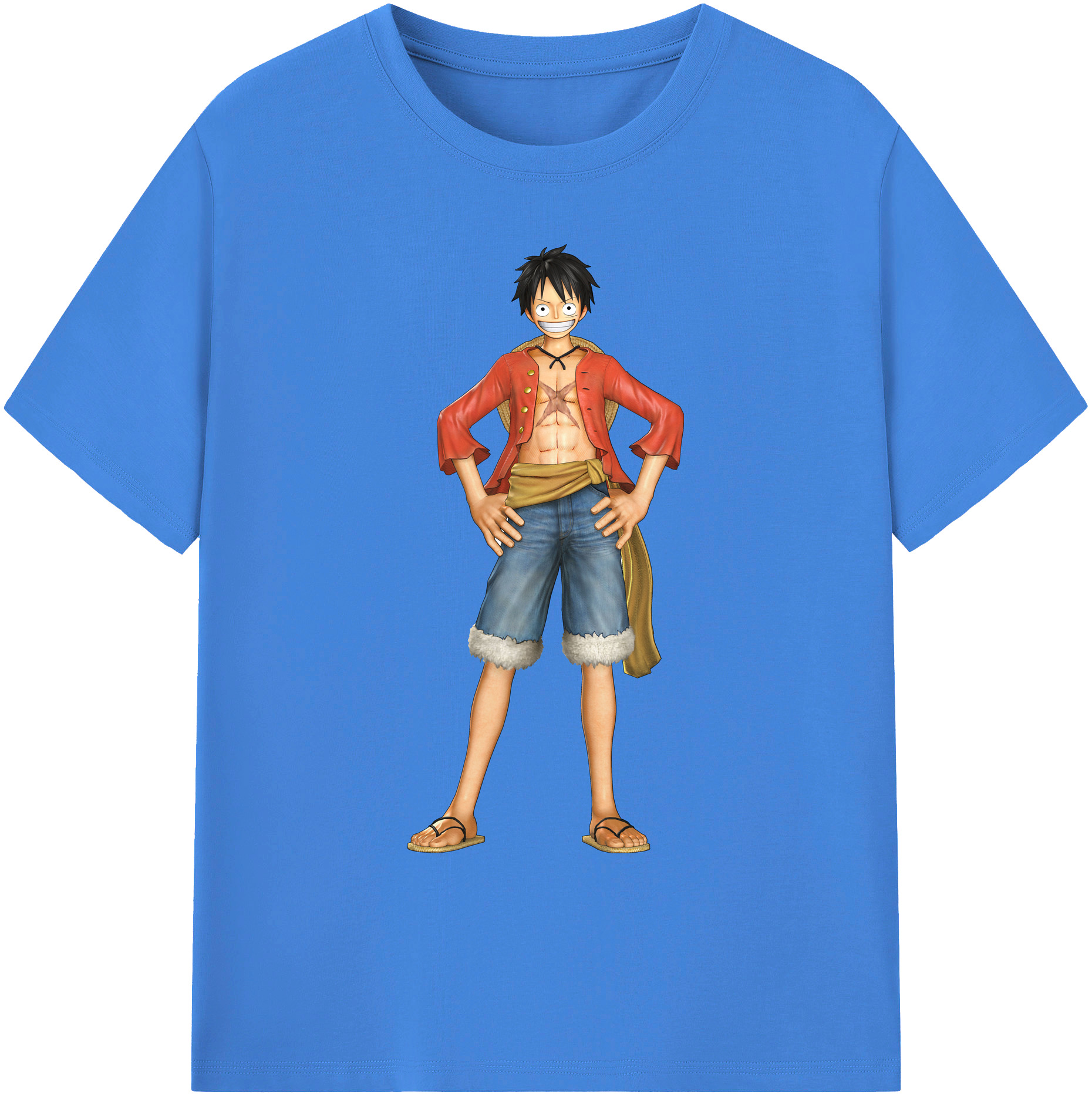 ワンピース モンキー・D・ルフィ ONE PIECE Monkey D. Luffy 綿100％ メンズ半袖Tシャツ｜肌触りやわらか＆通気性