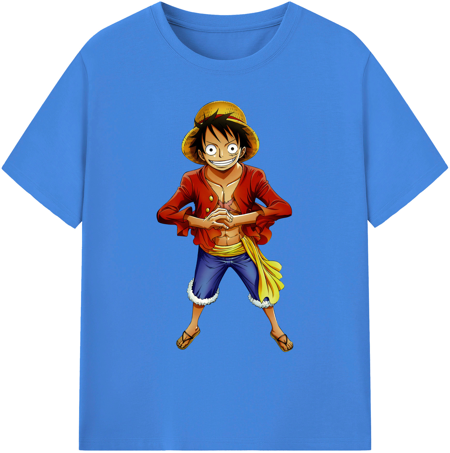 ワンピース モンキー・D・ルフィ ONE PIECE Monkey D. Luffy 綿100％ メンズ半袖Tシャツ｜肌触りやわらか＆通気性