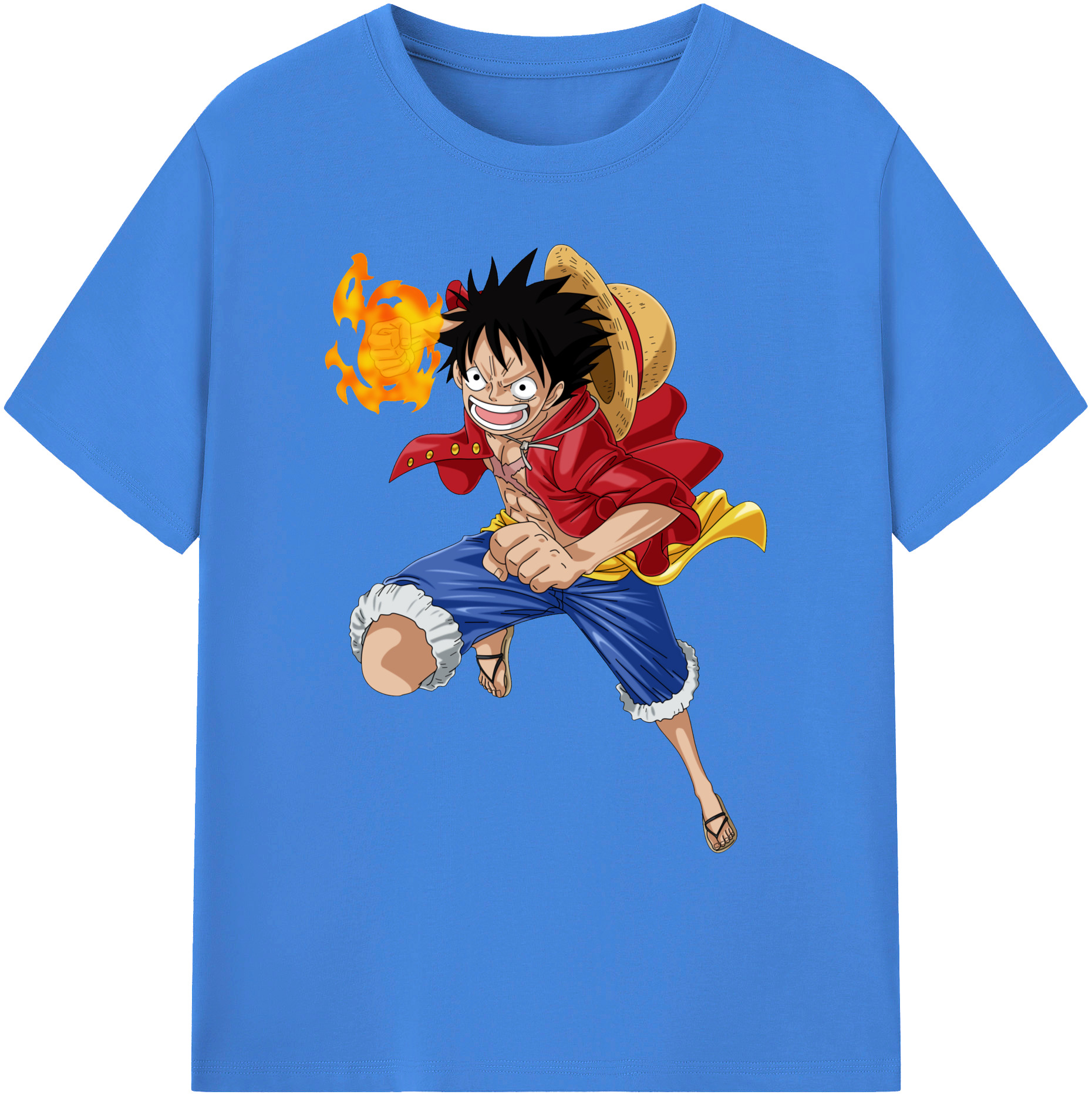 ワンピース モンキー・D・ルフィ ONE PIECE Monkey D. Luffy 綿100％ メンズ半袖Tシャツ｜肌触りやわらか＆通気性