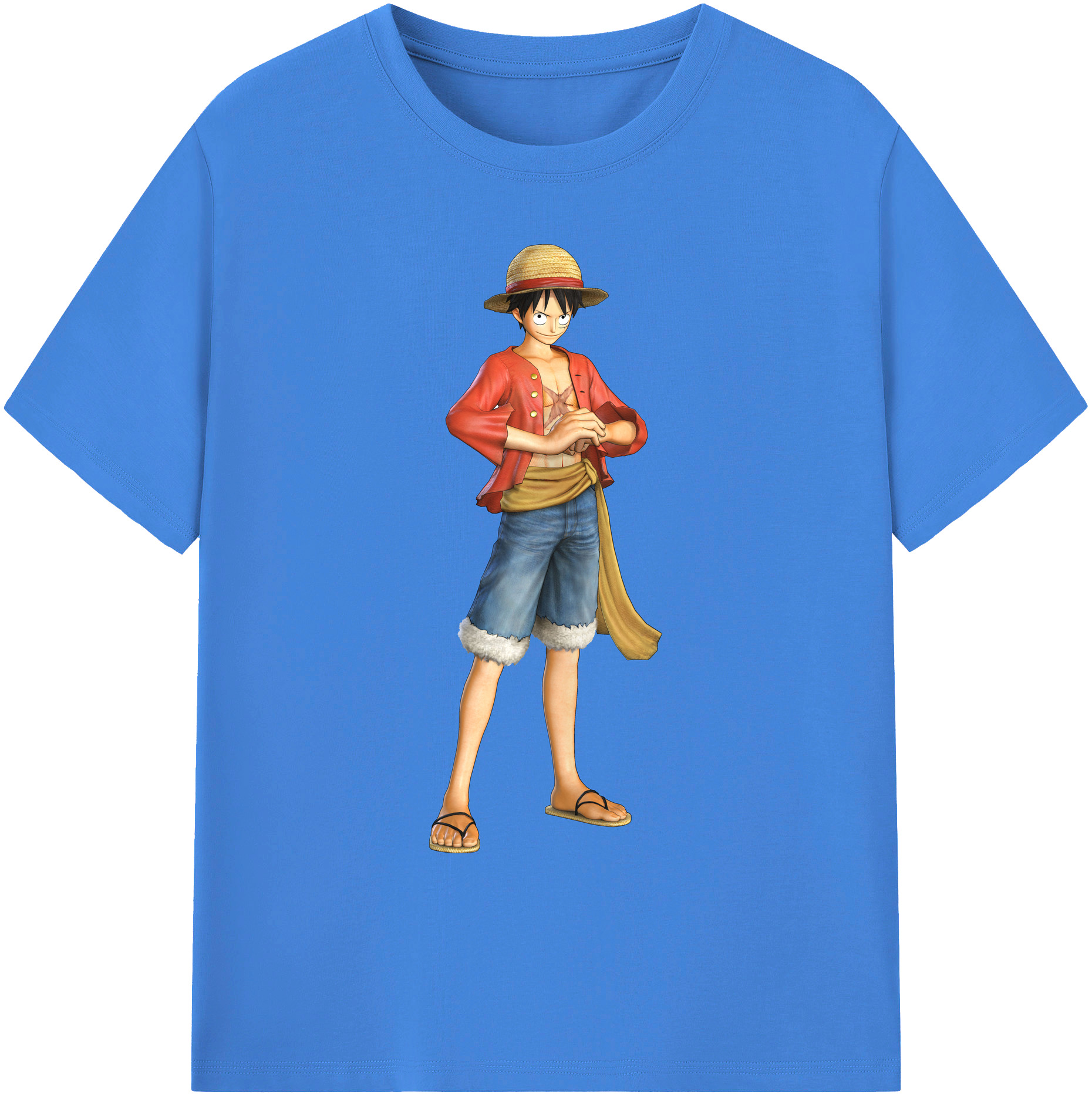 ワンピース モンキー・D・ルフィ ONE PIECE Monkey D. Luffy 綿100％ メンズ半袖Tシャツ｜肌触りやわらか＆通気性