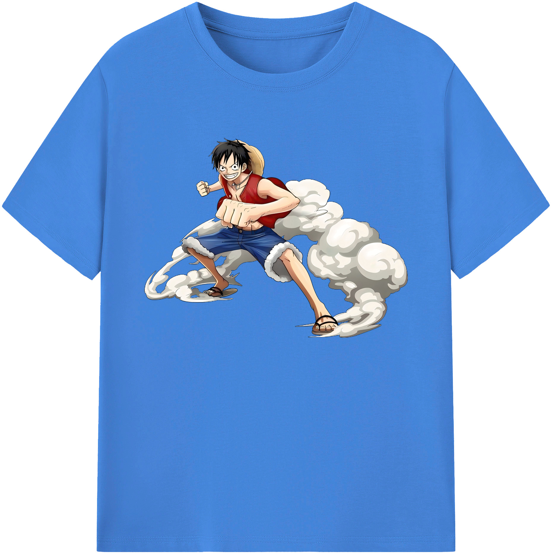 ワンピース モンキー・D・ルフィ ONE PIECE Monkey D. Luffy 綿100％ メンズ半袖Tシャツ｜肌触りやわらか＆通気性