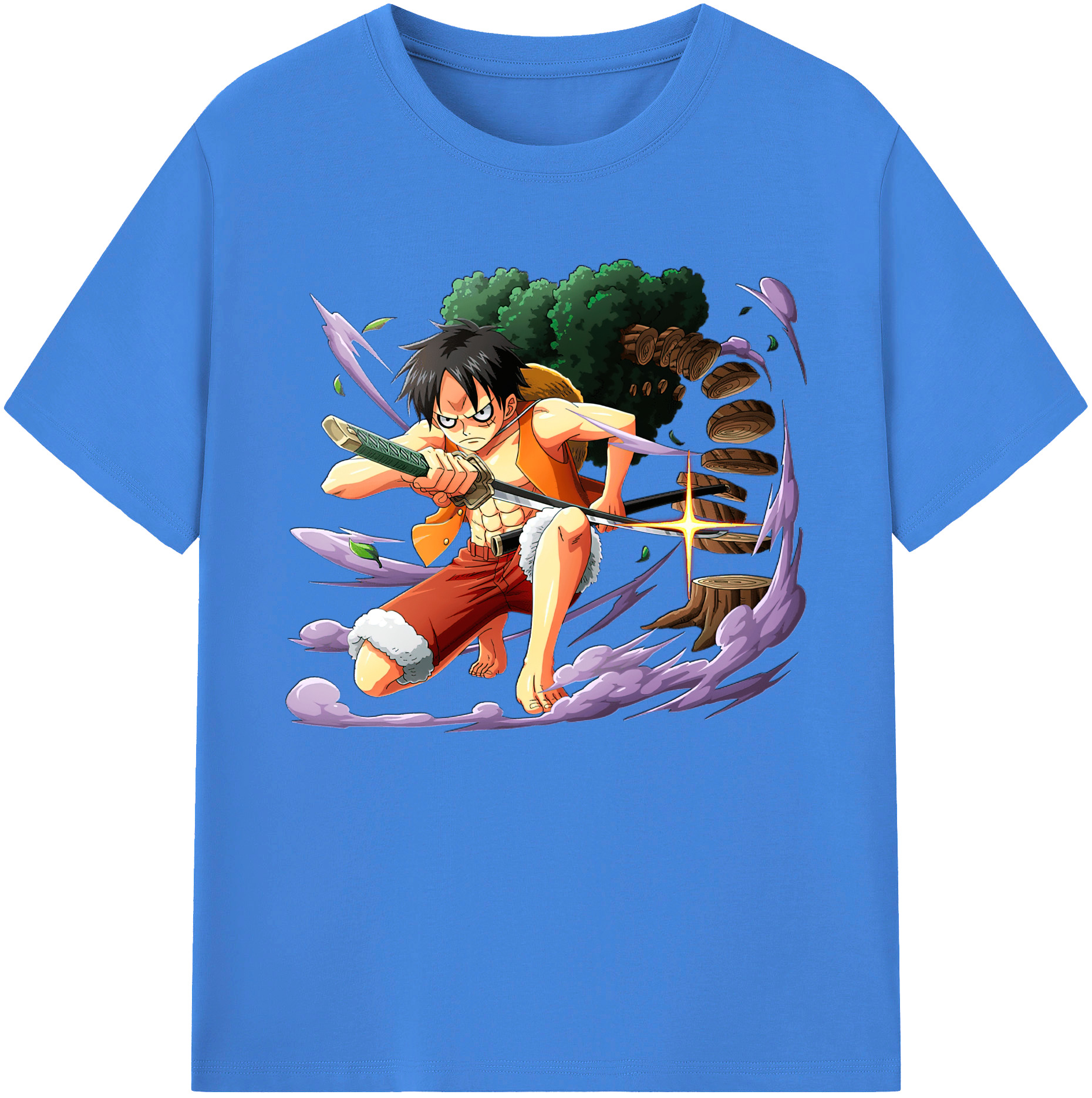 ワンピース モンキー・D・ルフィ ONE PIECE Monkey D. Luffy 綿100％ メンズ半袖Tシャツ｜肌触りやわらか＆通気性