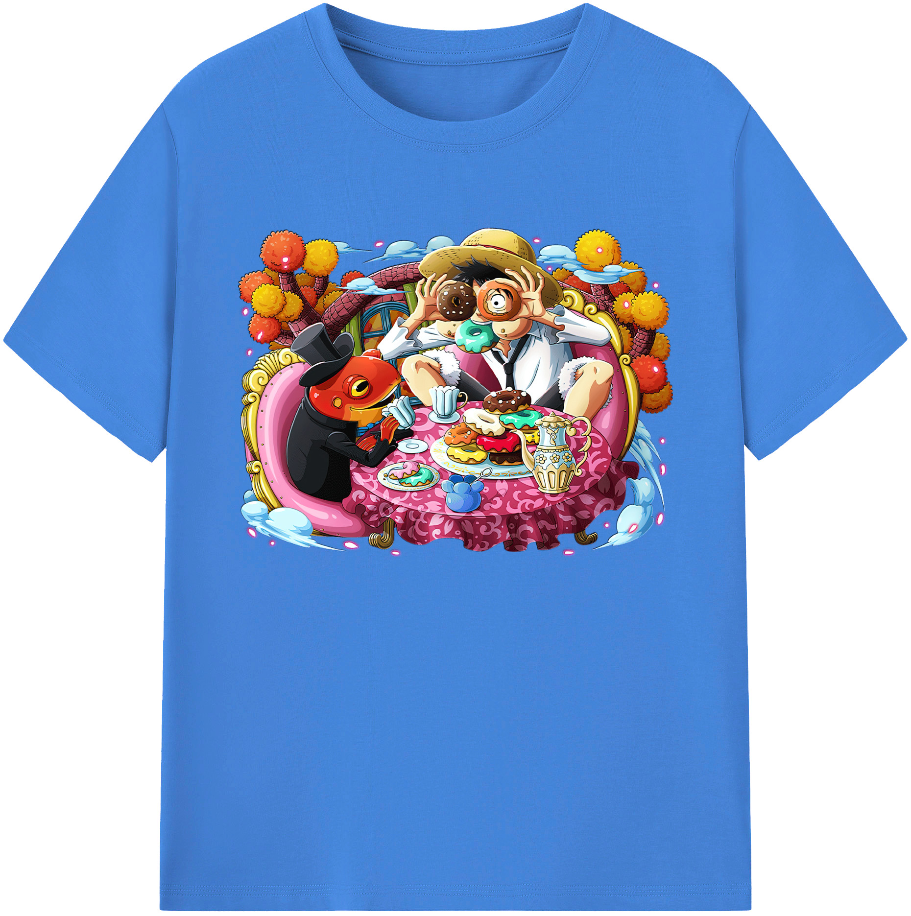 ワンピース モンキー・D・ルフィ ONE PIECE Monkey D. Luffy 綿100％ メンズ半袖Tシャツ｜肌触りやわらか＆通気性