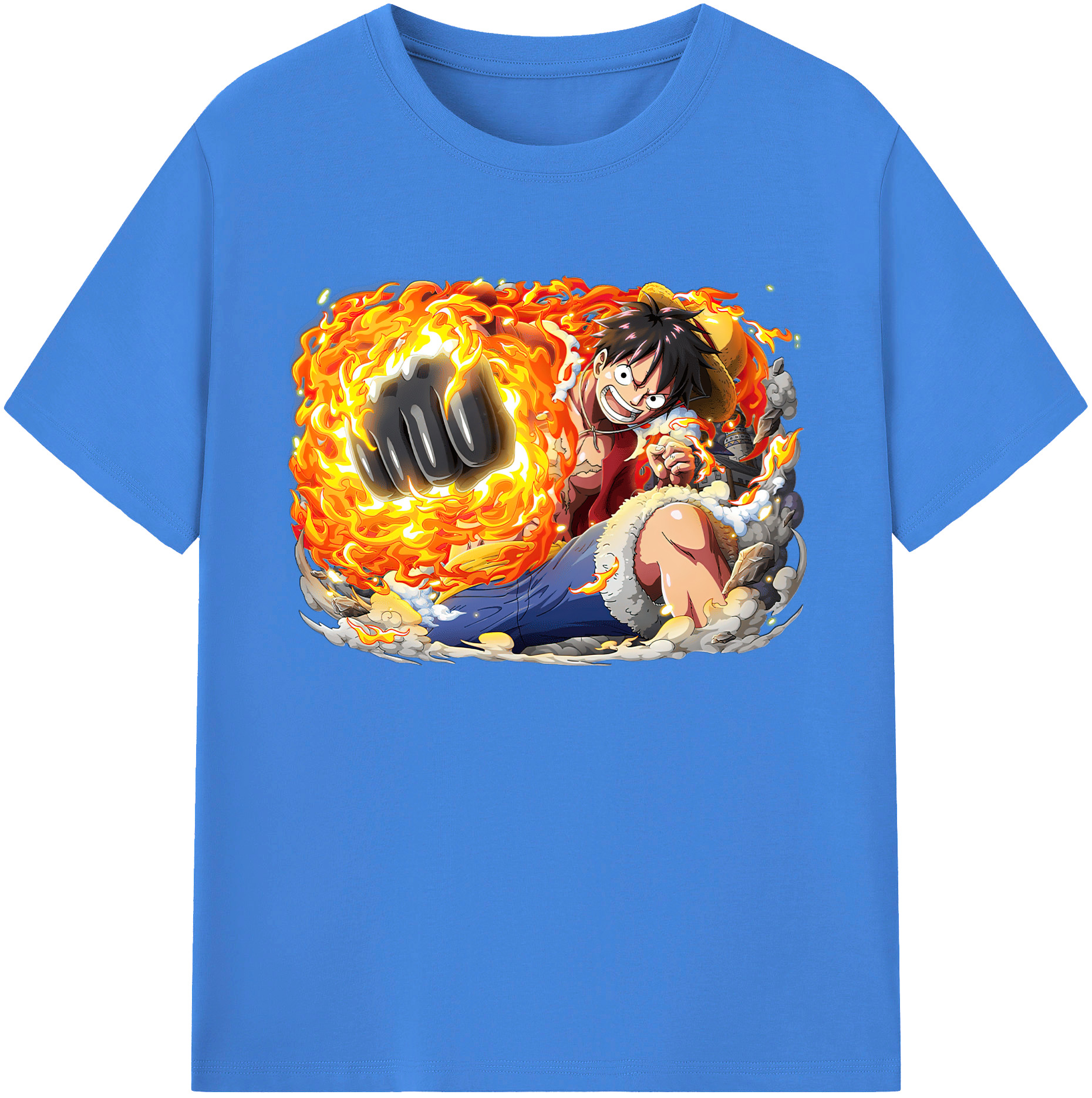 ワンピース モンキー・D・ルフィ ONE PIECE Monkey D. Luffy 綿100％ メンズ半袖Tシャツ｜肌触りやわらか＆通気性