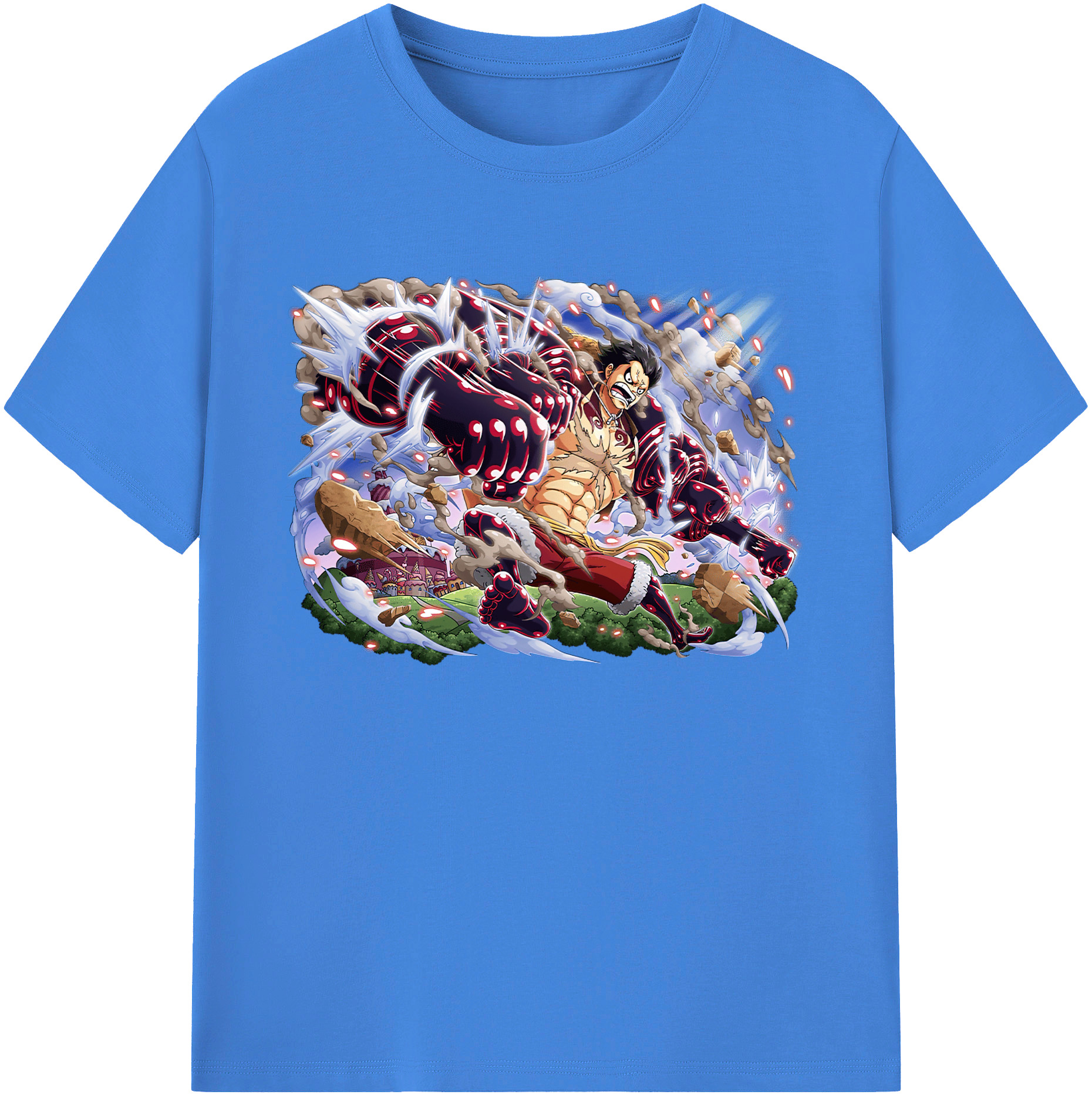 ワンピース モンキー・D・ルフィ ONE PIECE Monkey D. Luffy 綿100％ メンズ半袖Tシャツ｜肌触りやわらか＆通気性