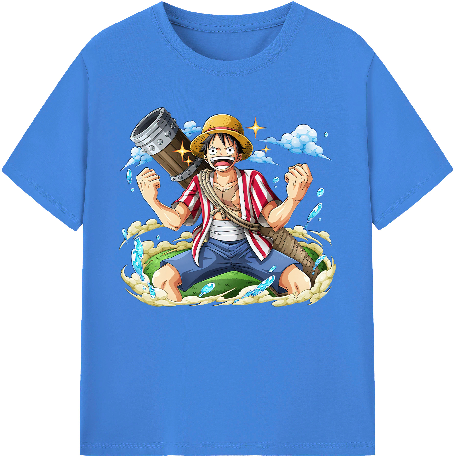 ワンピース モンキー・D・ルフィ ONE PIECE Monkey D. Luffy 綿100％ メンズ半袖Tシャツ｜肌触りやわらか＆通気性