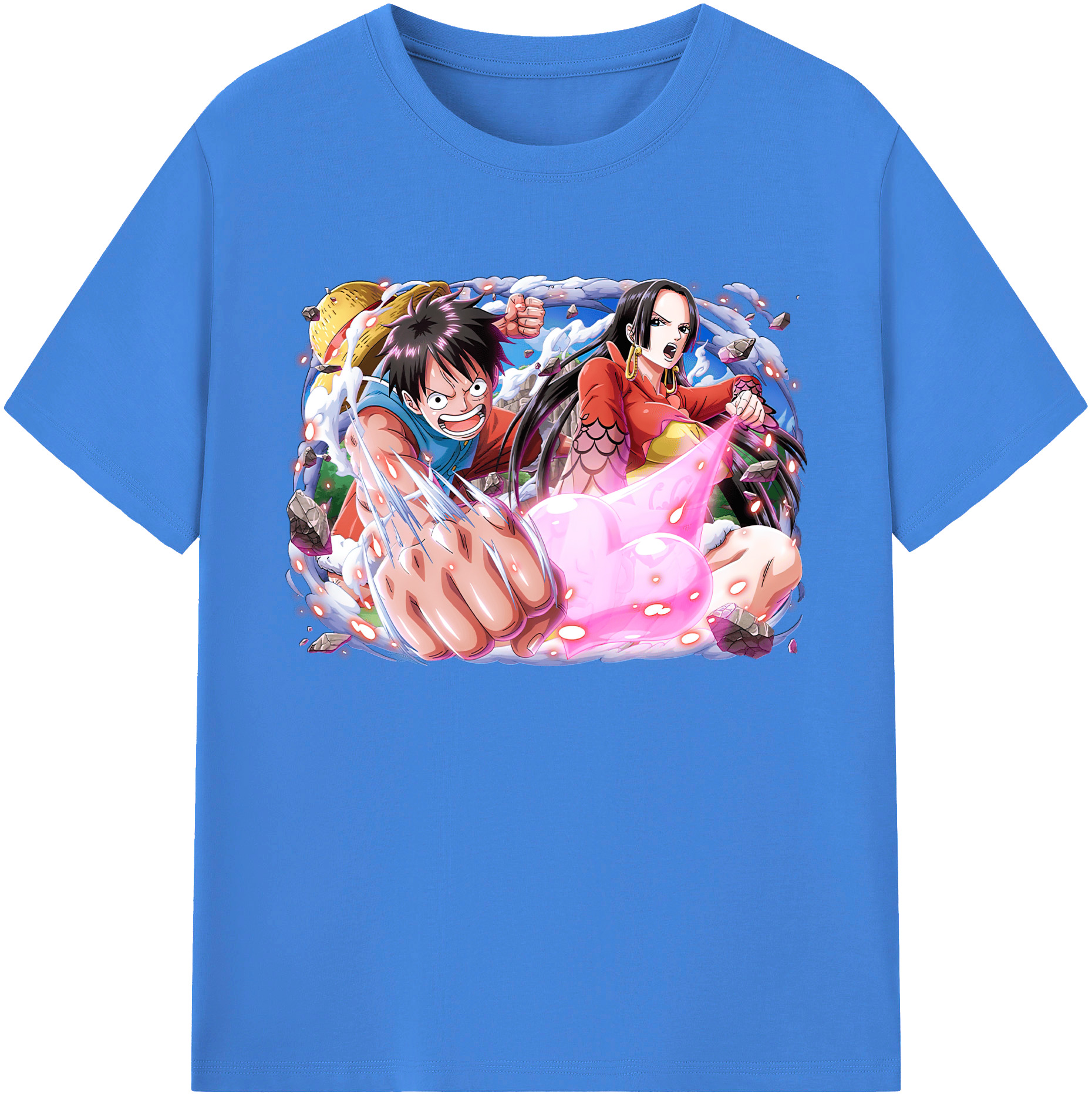 ワンピース モンキー・D・ルフィ ONE PIECE Monkey D. Luffy 綿100％ メンズ半袖Tシャツ｜肌触りやわらか＆通気性
