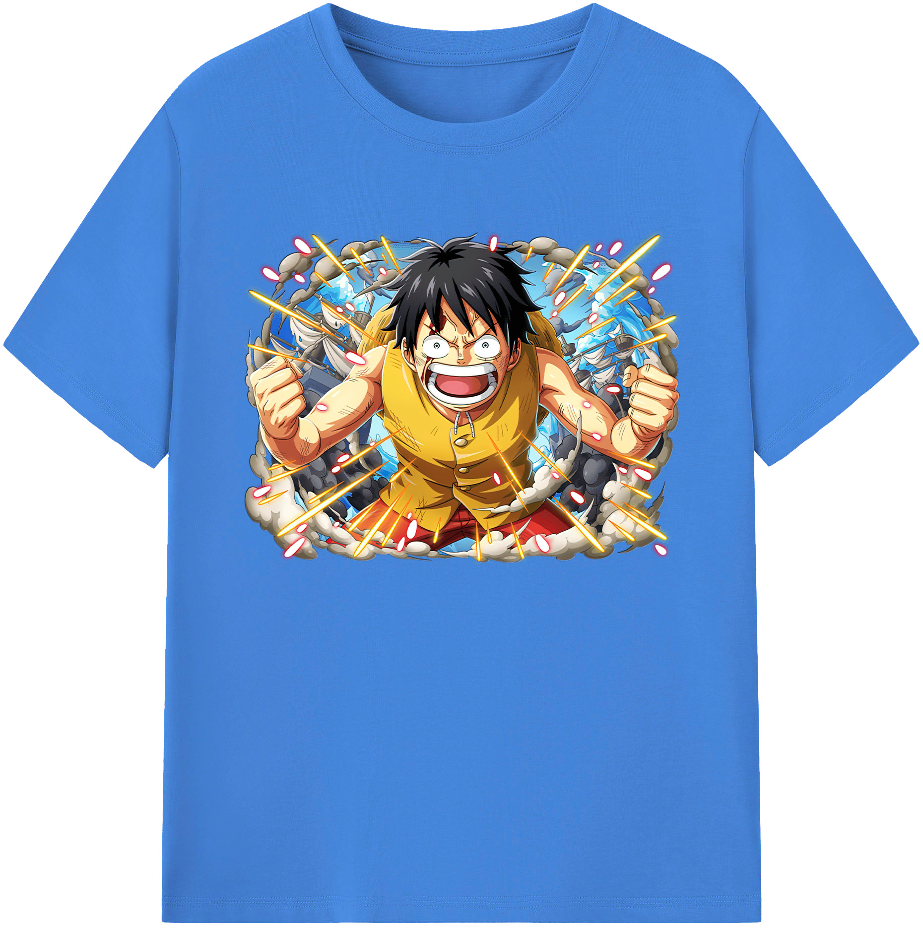 ワンピース モンキー・D・ルフィ ONE PIECE Monkey D. Luffy 綿100％ メンズ半袖Tシャツ｜肌触りやわらか＆通気性
