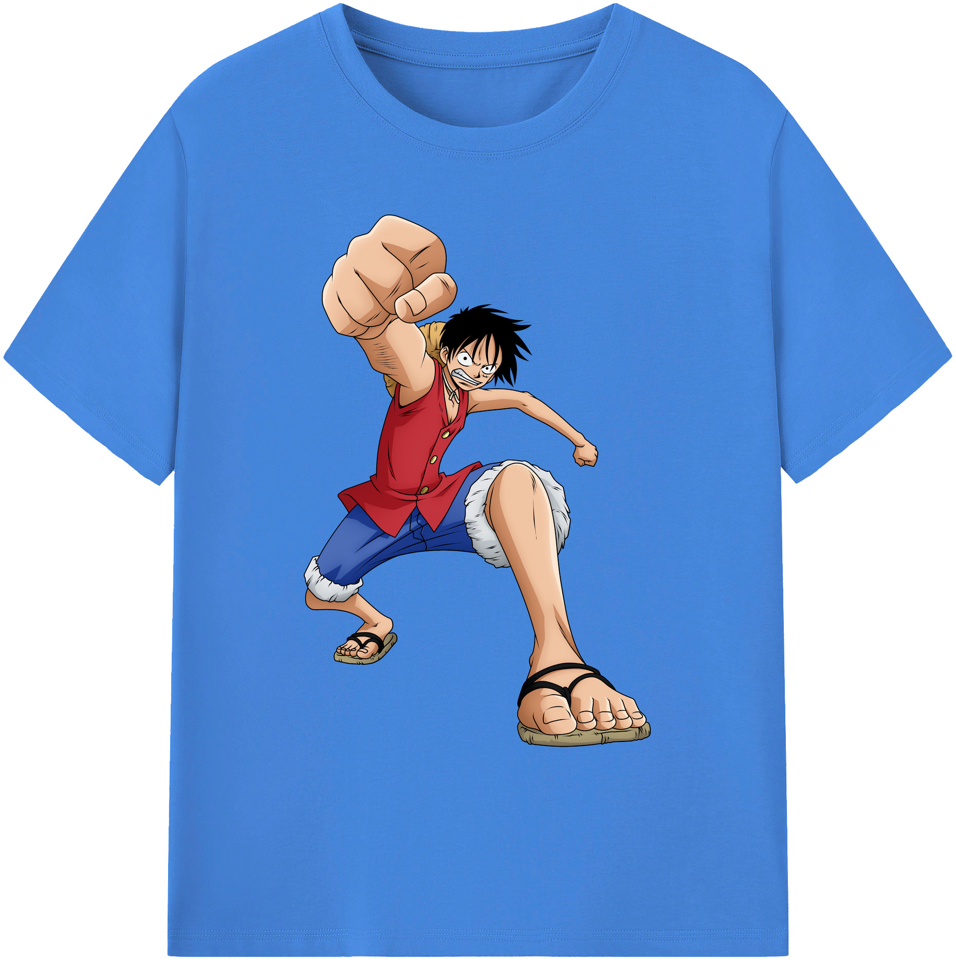ワンピース モンキー・D・ルフィ ONE PIECE Monkey D. Luffy 綿100％ メンズ半袖Tシャツ｜肌触りやわらか＆通気性