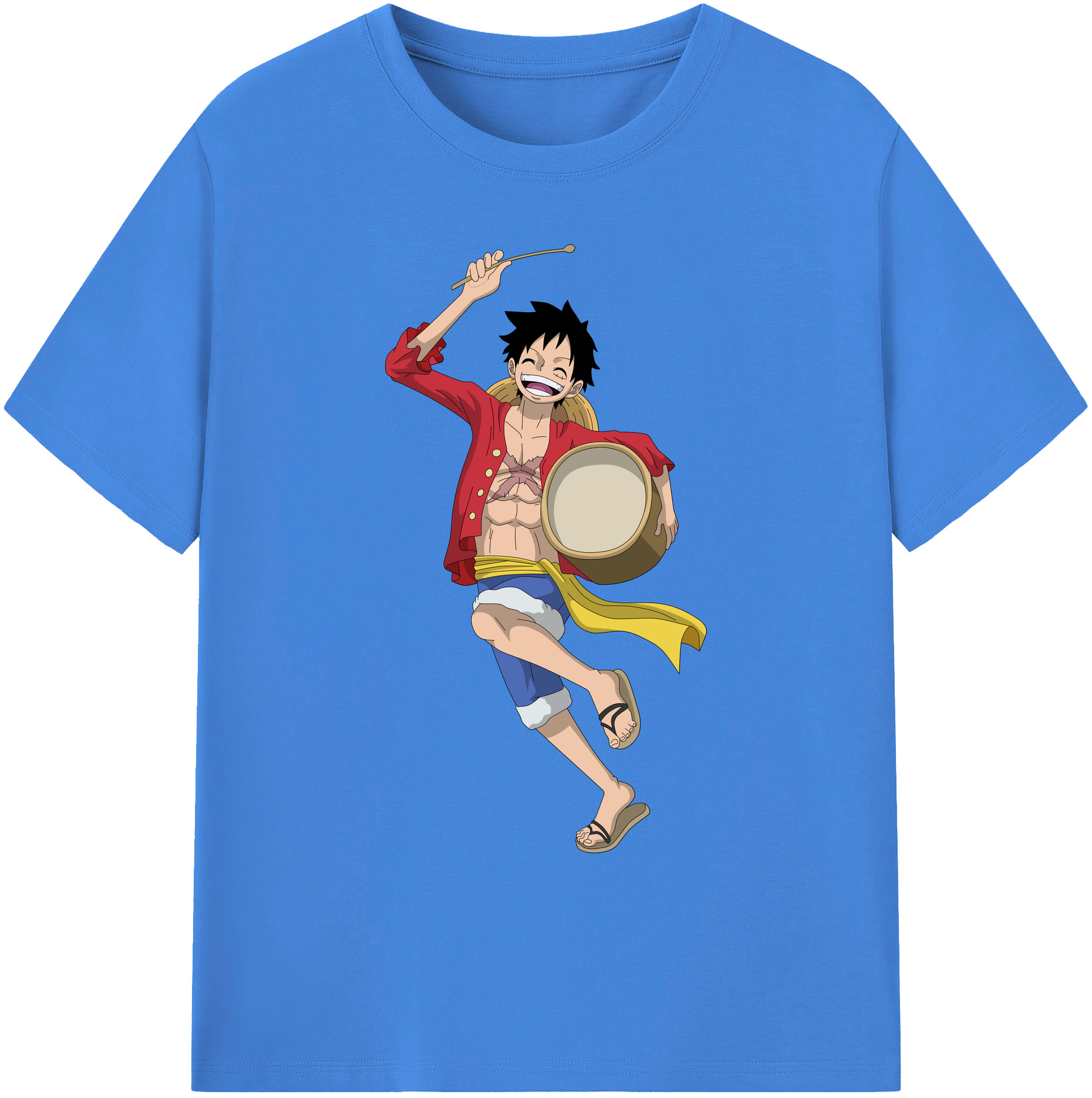 ワンピース モンキー・D・ルフィ ONE PIECE Monkey D. Luffy 綿100％ メンズ半袖Tシャツ｜肌触りやわらか＆通気性