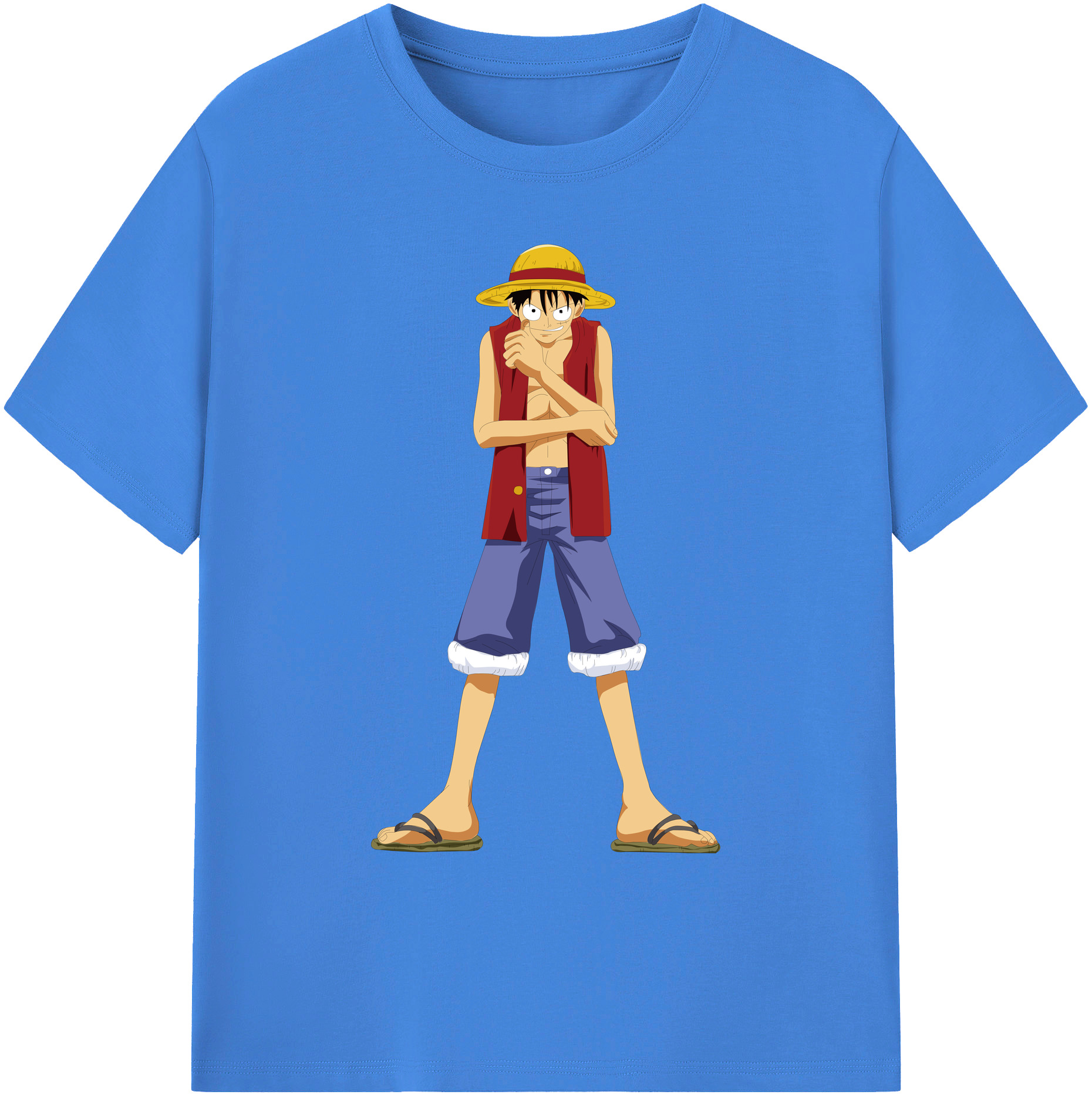 ワンピース モンキー・D・ルフィ ONE PIECE Monkey D. Luffy 綿100％ メンズ半袖Tシャツ｜肌触りやわらか＆通気性