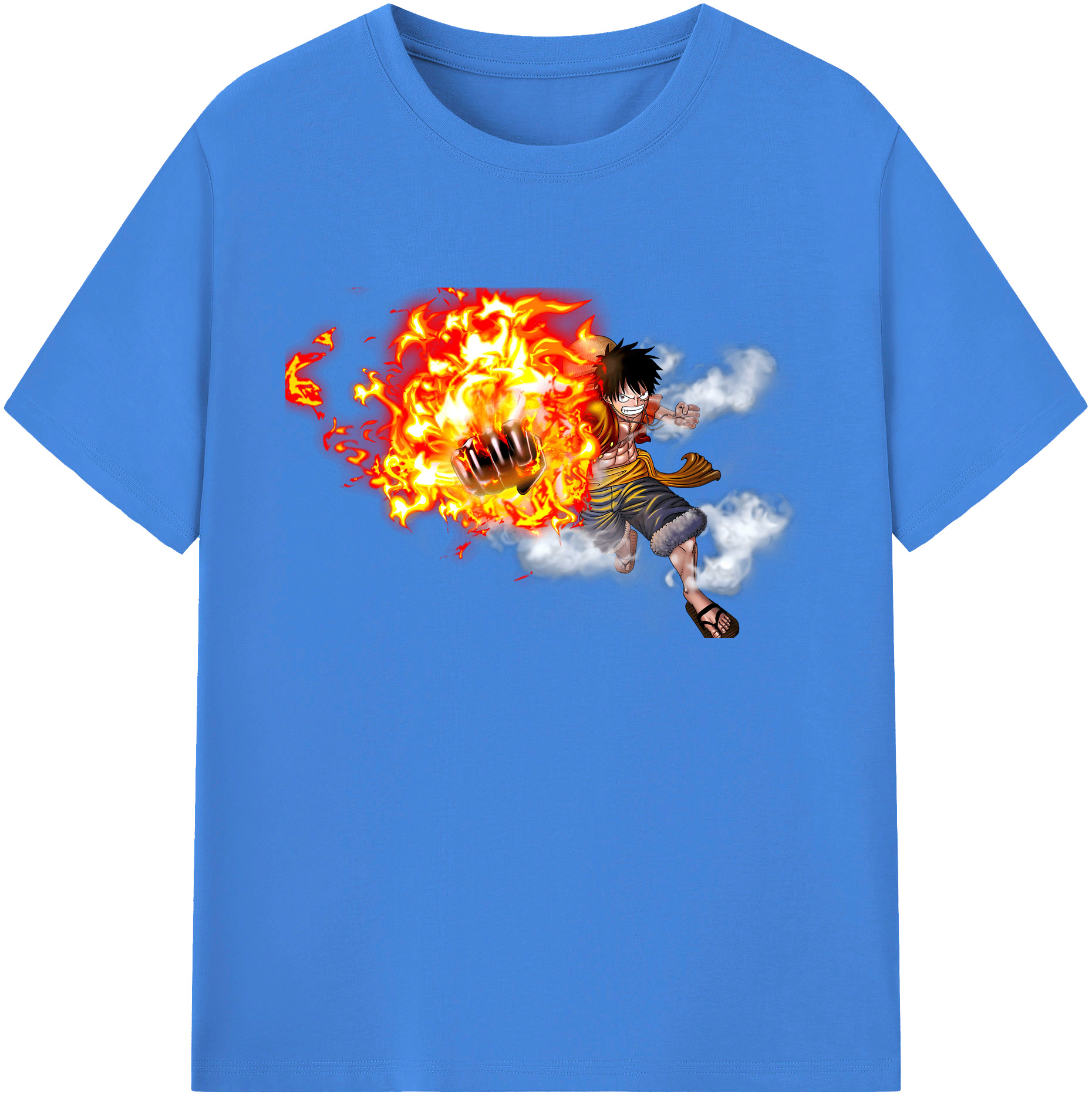 ワンピース モンキー・D・ルフィ ONE PIECE Monkey D. Luffy 綿100％ メンズ半袖Tシャツ｜肌触りやわらか＆通気性