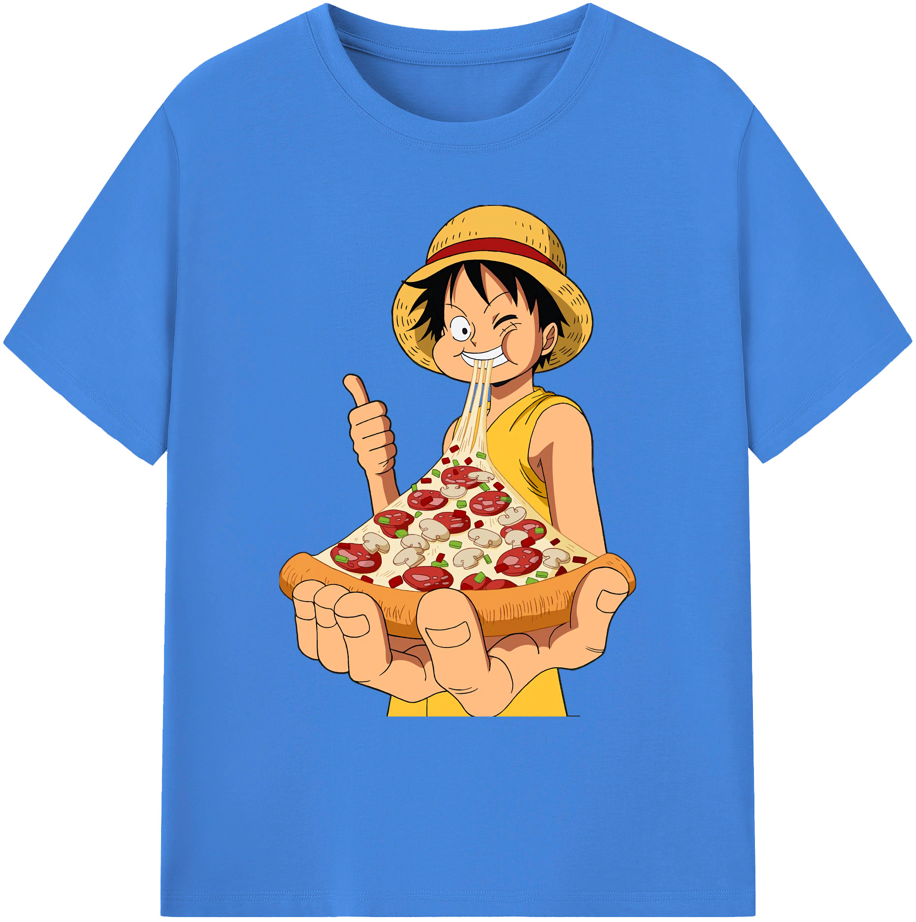 ワンピース モンキー・D・ルフィ ONE PIECE Monkey D. Luffy 綿100％ メンズ半袖Tシャツ｜肌触りやわらか＆通気性