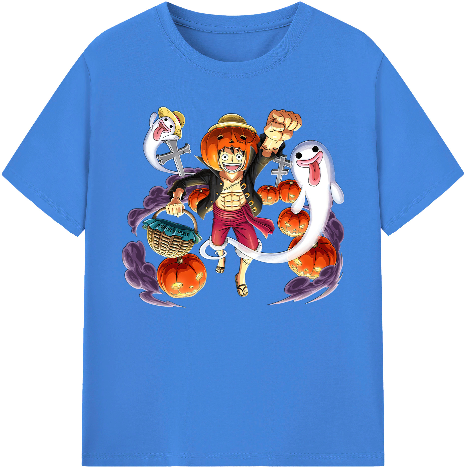 ワンピース モンキー・D・ルフィ ONE PIECE Monkey D. Luffy 綿100％ メンズ半袖Tシャツ｜肌触りやわらか＆通気性